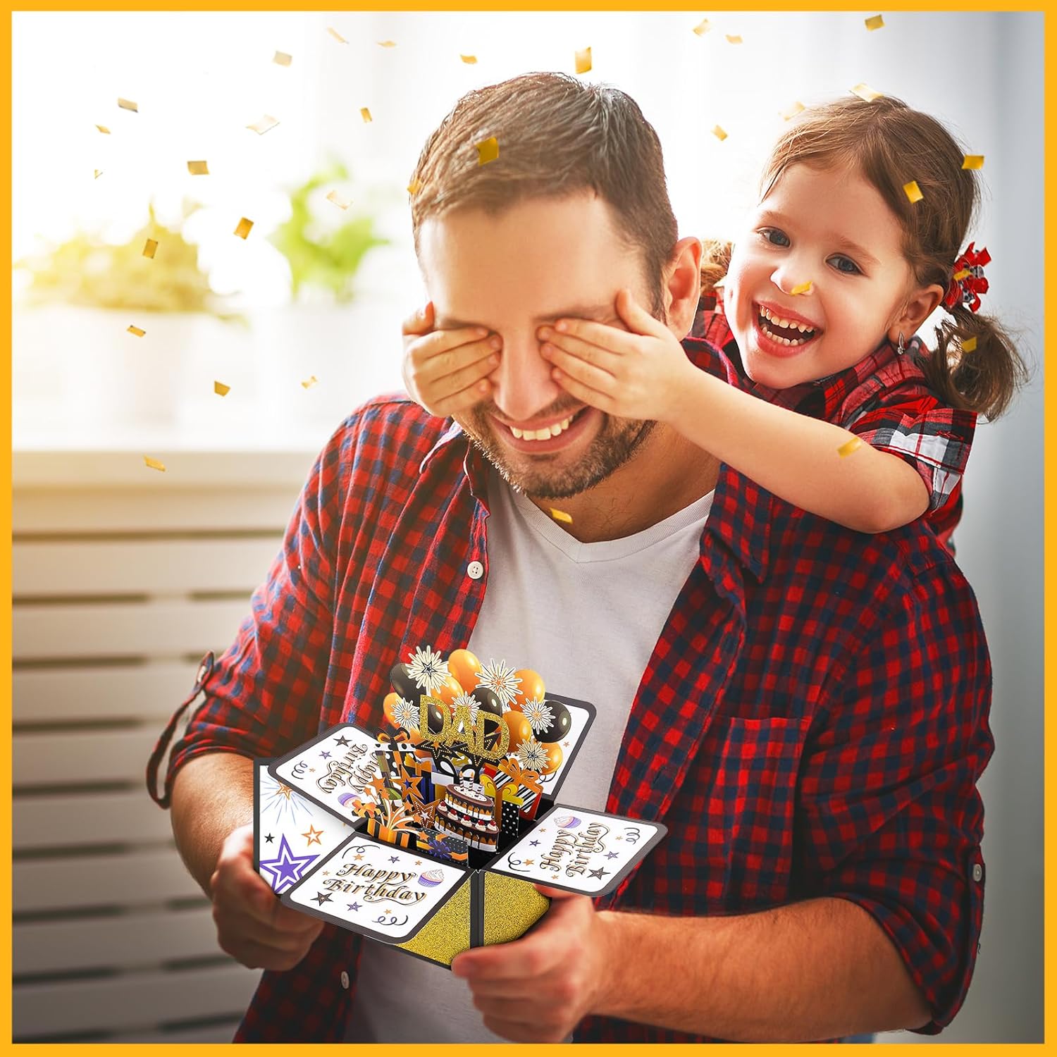 Happy Birthday Pop Up Card for Dad,3D Birthday Gift Box with Envelopes Colorful Balloon Fireworks Creative Gifts Ideas from Son Daughter for Male Dad Stepfather Godfather - Image 5