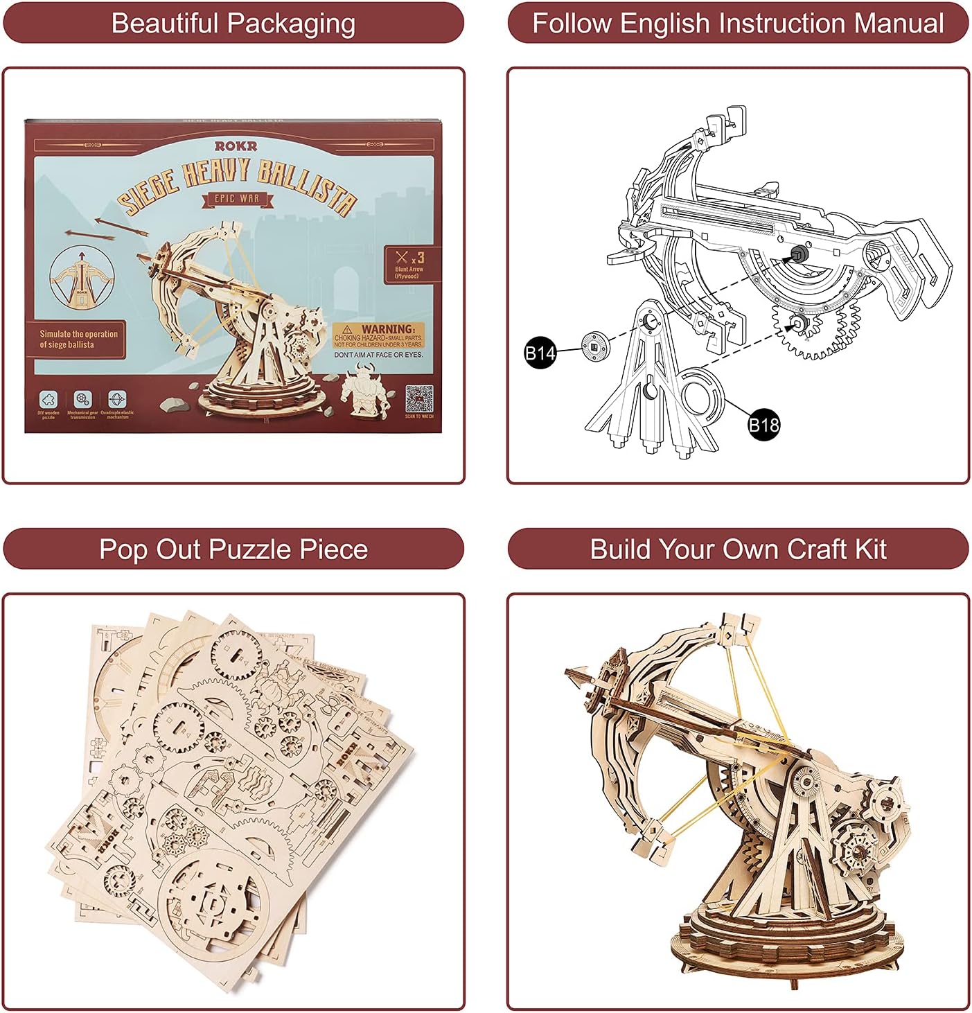 ROKR 3D Wooden Puzzle for Adults Teens Construction Model Kits for Adults to Build - Image 5