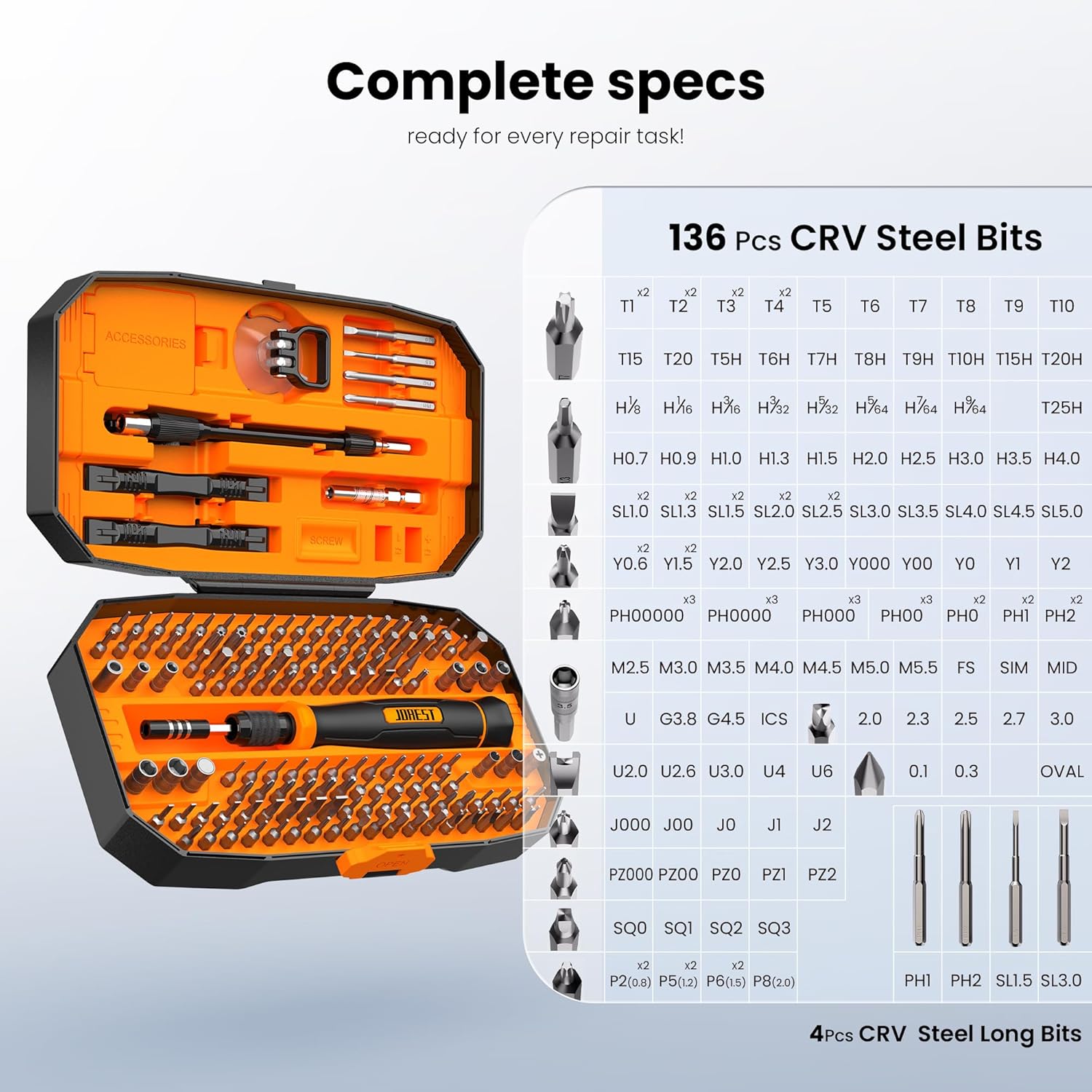 JOREST 152 in 1 Precision Screwdriver Set Tool Gifts, Christmas Gifts for Men, Tool Kit with Torx Star Phillips Bits, Repair for Electronics,MacBook, Laptop, PC, PS5, iPhone, Glasses, RC, Xbox - Image 3