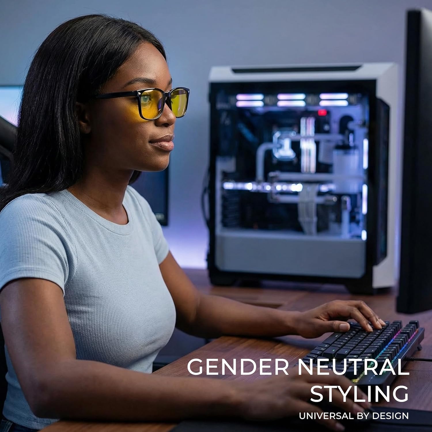 Blue Light Glasses for Gaming, Work & Screen Use - Anti‑Glare Protection, Reduce Eye Strain & Headaches, Clear Lens Unisex Eyewear for PC & Esports, Improve Sleep & Focus, Anti-UV Filter - Image 3