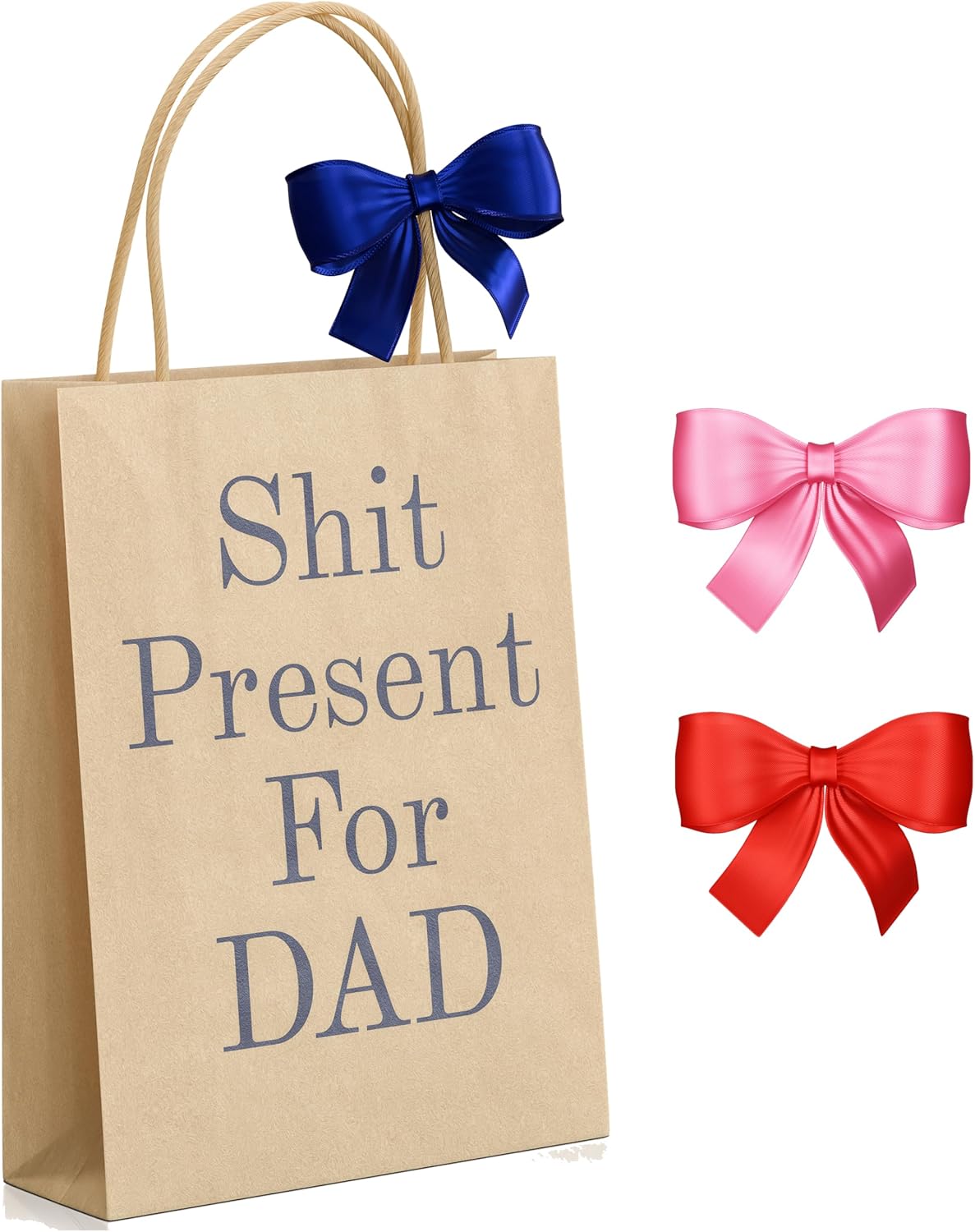 Funny Secret Santa Gift For Dad Stocking Fillers For Dad Funny Gag Gift Bag With Handle 'Sh*t Present For Dad' Rude Prank Bag