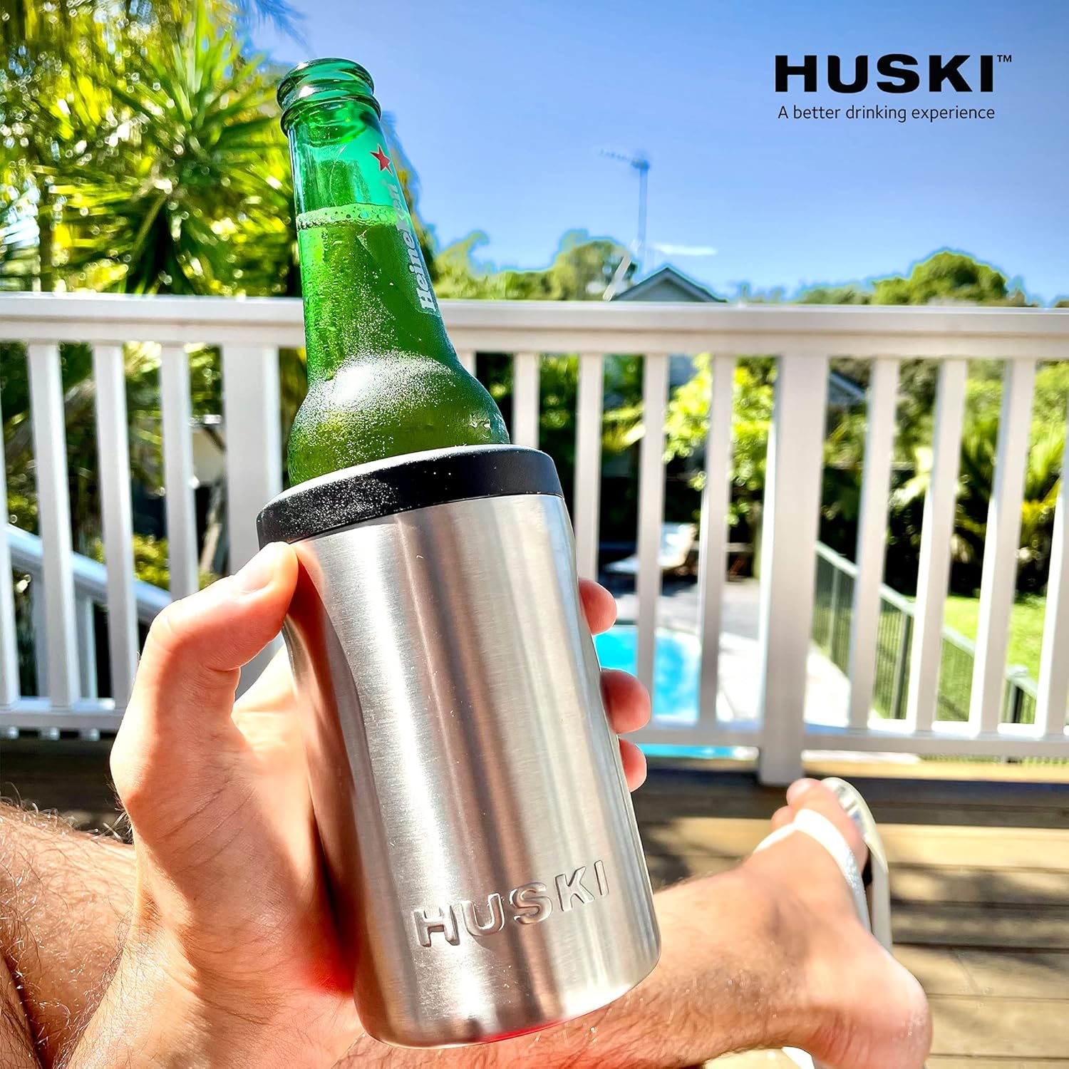 Huski Beer Cooler 2.0 | New | Premium Can and Bottle Holder | Triple Insulated Marine Grade Stainless Steel | Detachable 3-in-1 Opener | Works as a Tumbler | Best Gifts for Beer Lovers (Stainless) - Image 6