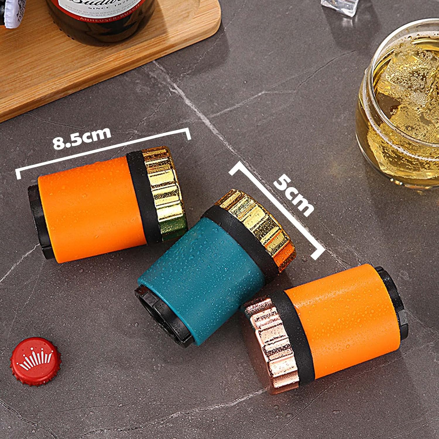 Push Down Bottle Opener,Magnetic Bottle Openers,Beer Bottle Openers for Men Automatic Bottle Opener,Beer Bottle Cap Opener Tool,Kitchen Gadgets Novelty Unique Gifts for Men - Image 2