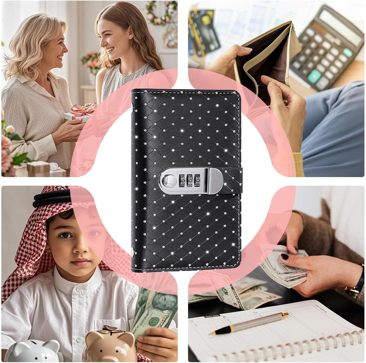 Savings Challenge Notebook - Budget Planner with Password Lock - Saving Folder with Hundred Envelopes, for Adult Family Home Office Travel - Image 5