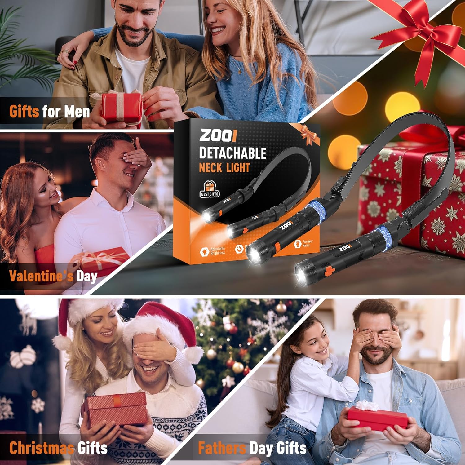 ZOOI Gifts for Men, Reading Neck Light with Magnetic Removable Lamp, Valentines Gifts for Him Multi Tool Gadgets for Men, Mens Gifts for Dad Birthday Presents for Dad Neck Lights for Reading at Night - Image 7