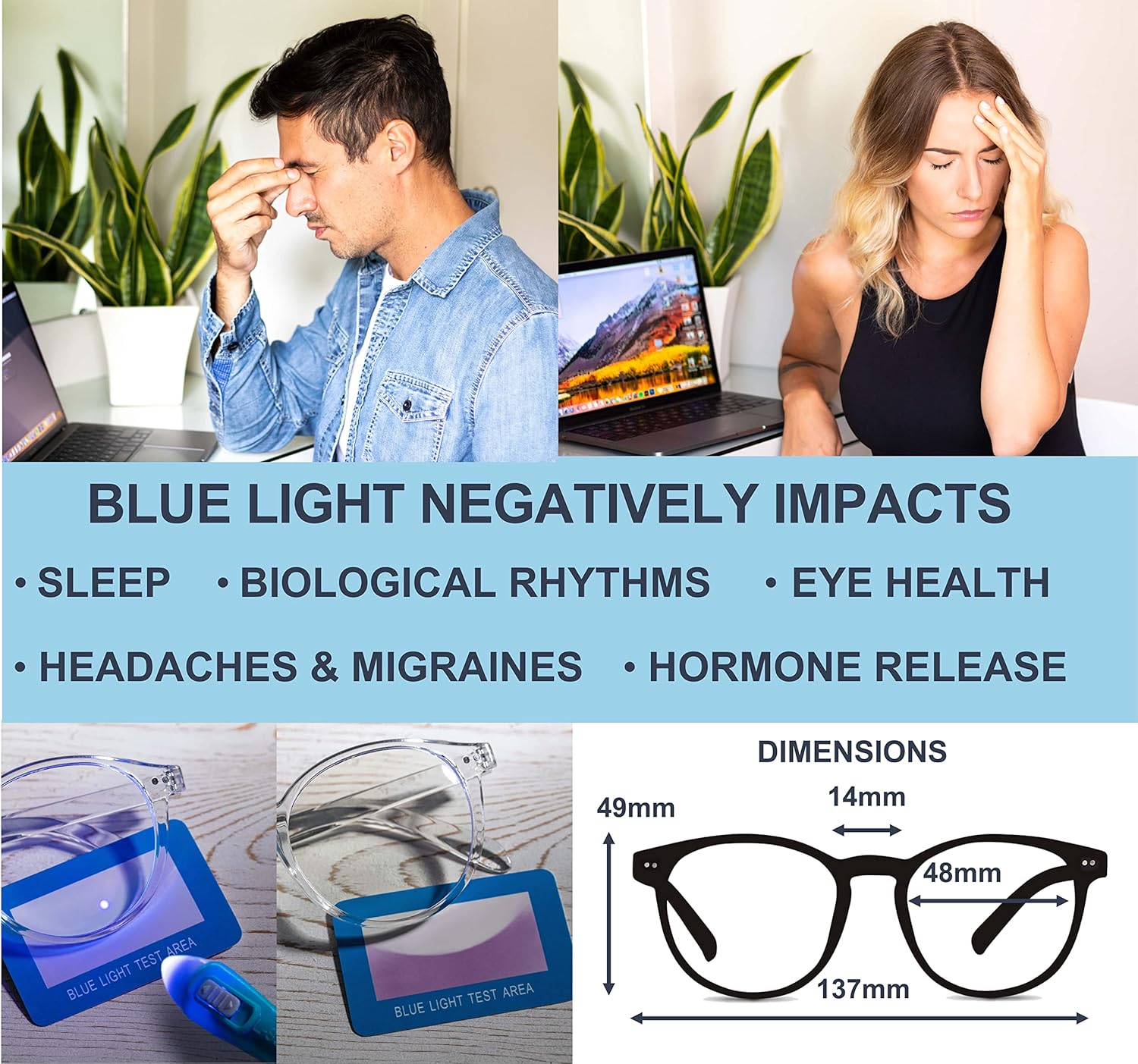 2 Pack Premium 99.9% Blue Light Blocking Glasses (380-410nm) - Reduce Headaches and Improve Sleep - UK Based Brand - Image 4