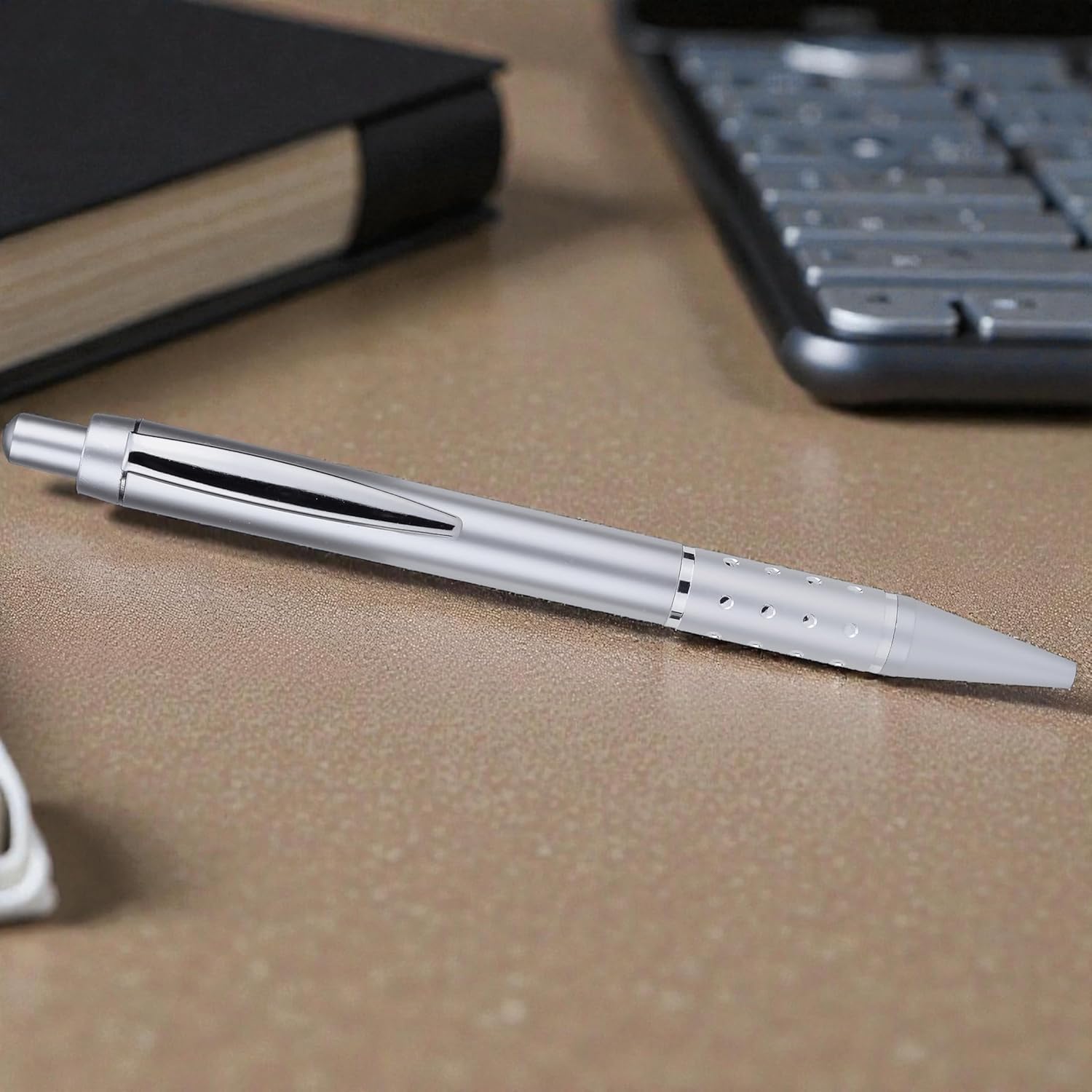 BELLOS Men's Watch Gift Box – LED Lamp – Wallet – Pen, Silver, 42, Bracelet, Silver, 42, Bracelet - Image 6