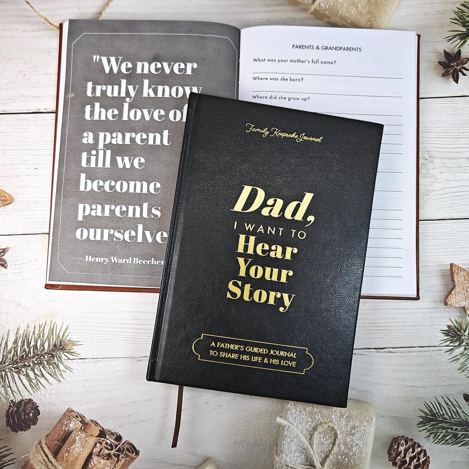 Dad, I Want to Hear Your Story: Dad Journal,A Father’s Guided Journal To Share His Life & His Love, Black Gold Foil Lettering, Leather Wrapped Hardback, Portable Journal For Dad Birthday (Black) - Image 2