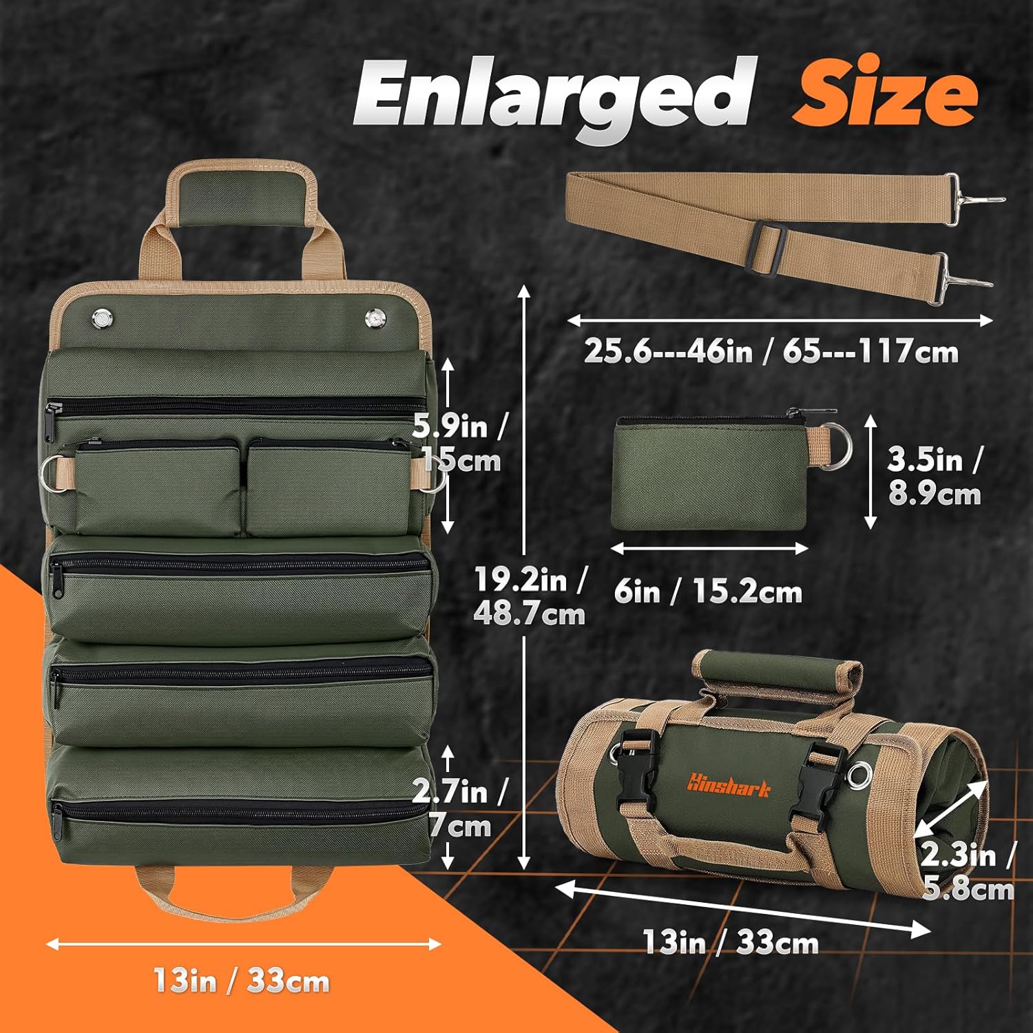 Hinshark Gifts for Men, Heavy Duty Roll Up Tool Bag, Valentines Gifts for Him, Mens Gifts for Dad Birthday Gadgets Tools Gifts for Men Who Have Everything, Mens Valentines Gifts, Father's Day Gifts - Image 4