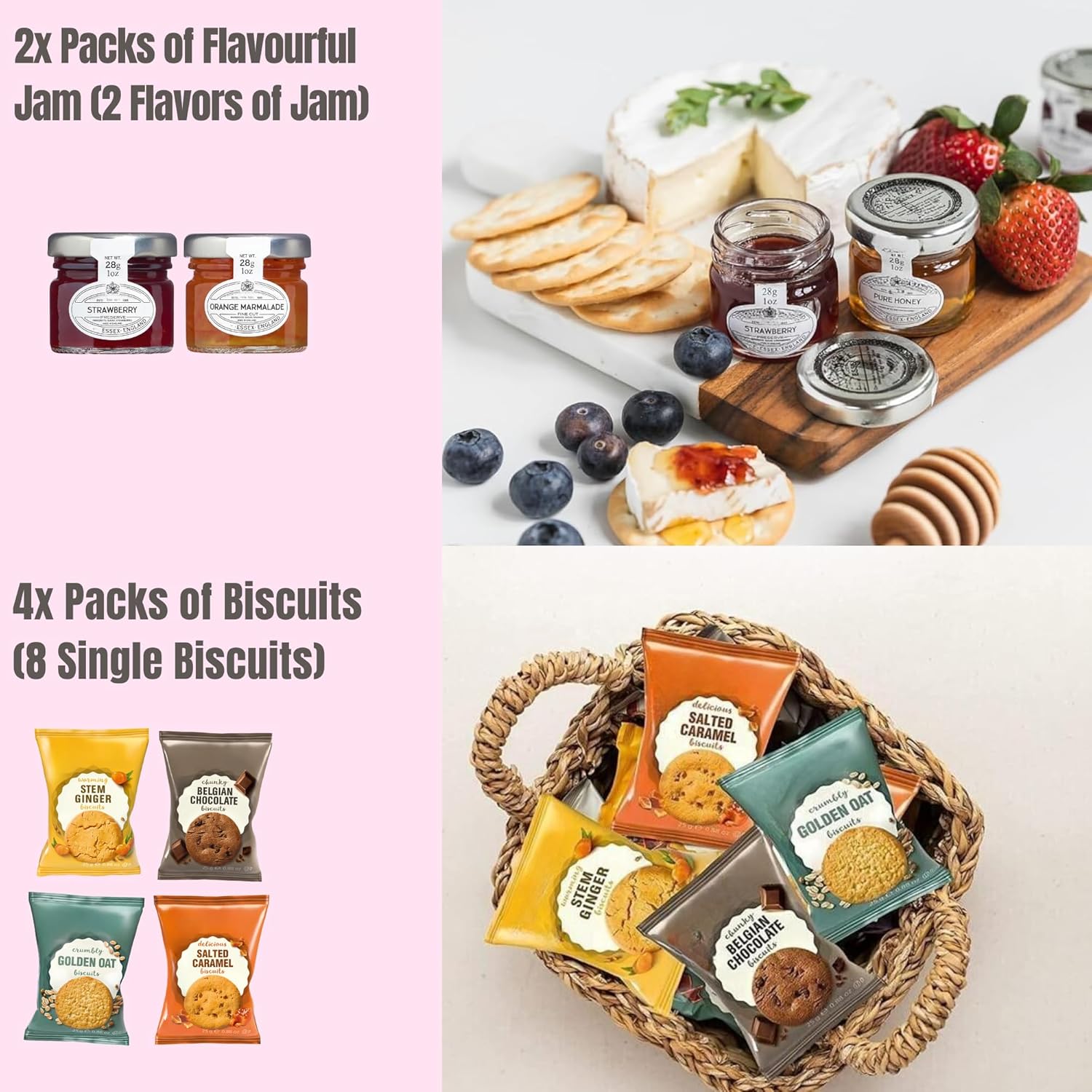 English Breakfast Tea & Biscuits Hamper For Her with Luxury Tea Tin, Biscuits, Shortbread & Jams | Biscuit Gift Set | Luxury Gifts For Women and Dads | Tea & Biscuits Hamper - Image 3