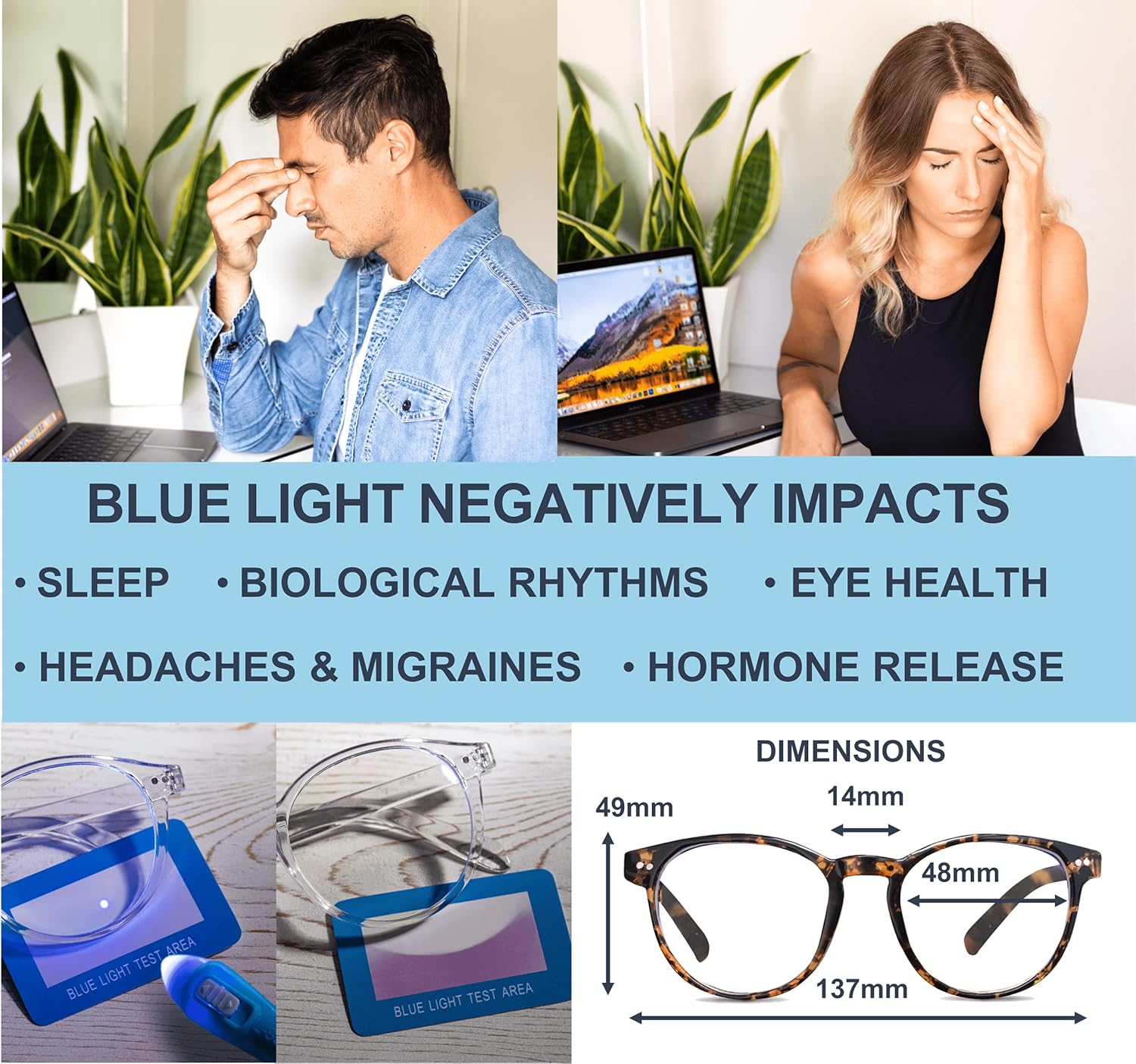 Premium 99.9% Blue Light Blocking Glasses - Reduce Headaches and Improve Sleep - UK Based Brand (Round Tortoiseshell Frame) - Image 4