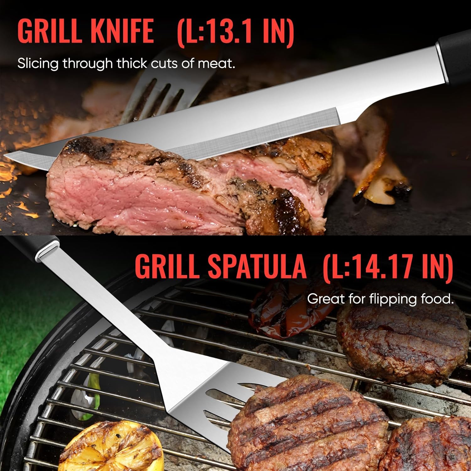 BBQ Accessories Grill Tools Set,Stainless Steel Barbecue Grill Accessories for Outdoor Grill,Professional Barbecue Utensils Grilling Accessories for Camping/Backyard,Grilling Gifts for Men (11PCS) - Image 4