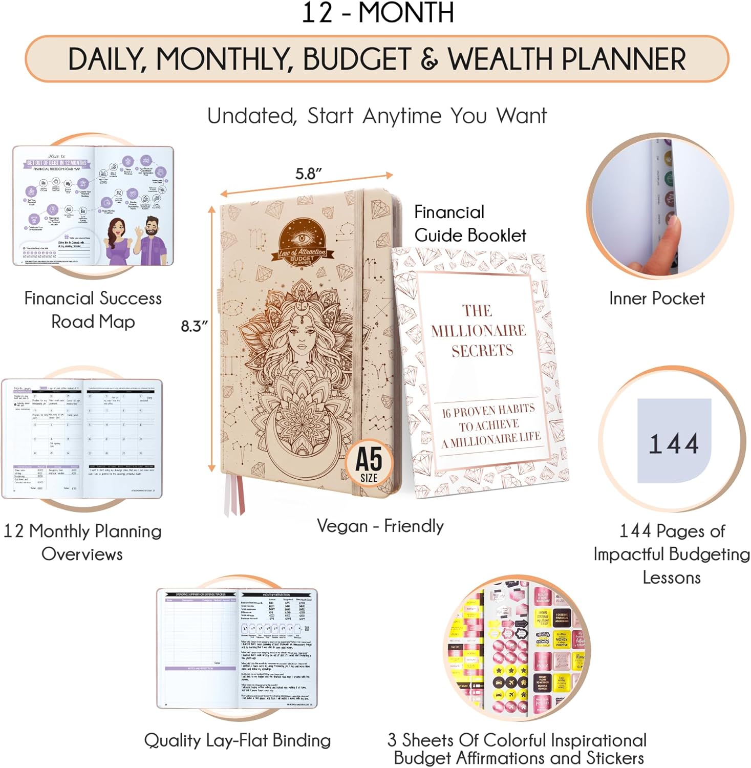 Budget Planner and Monthly Bill Organizer - Finance Planner, 12-Month Journey to Financial Freedom | Bill Payment Tracker Monthly Organizer, Money Saving & Expense Tracker | Undated Budgeting Journal - Image 2