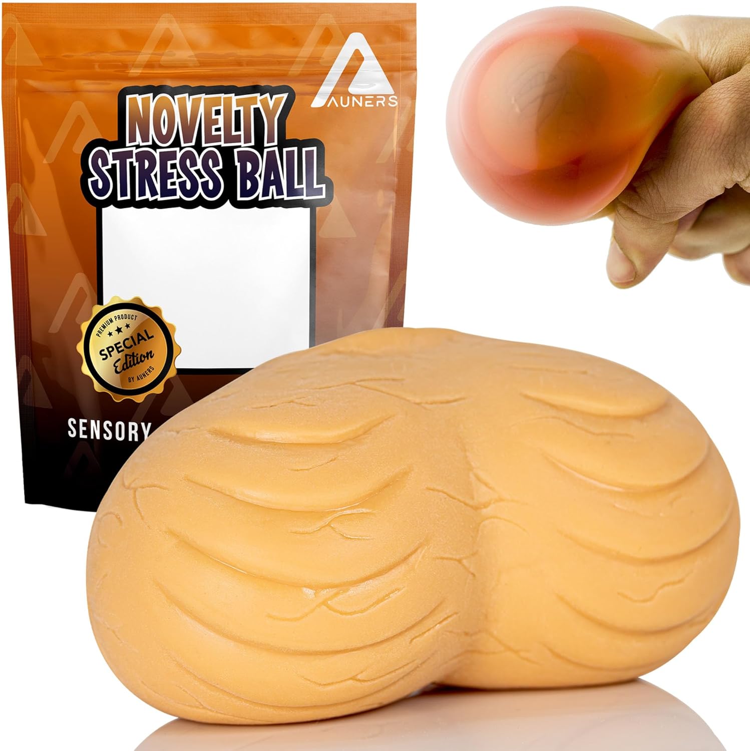 Novelty Balls Stress Relief Ball for Adults Hand Wrist Grip Squeeze Exercise - Naughty Funny Sensory Gag Gift for Men Women Her Him Secret Santa Office Christmas Stocking Filler - 1 Supplied