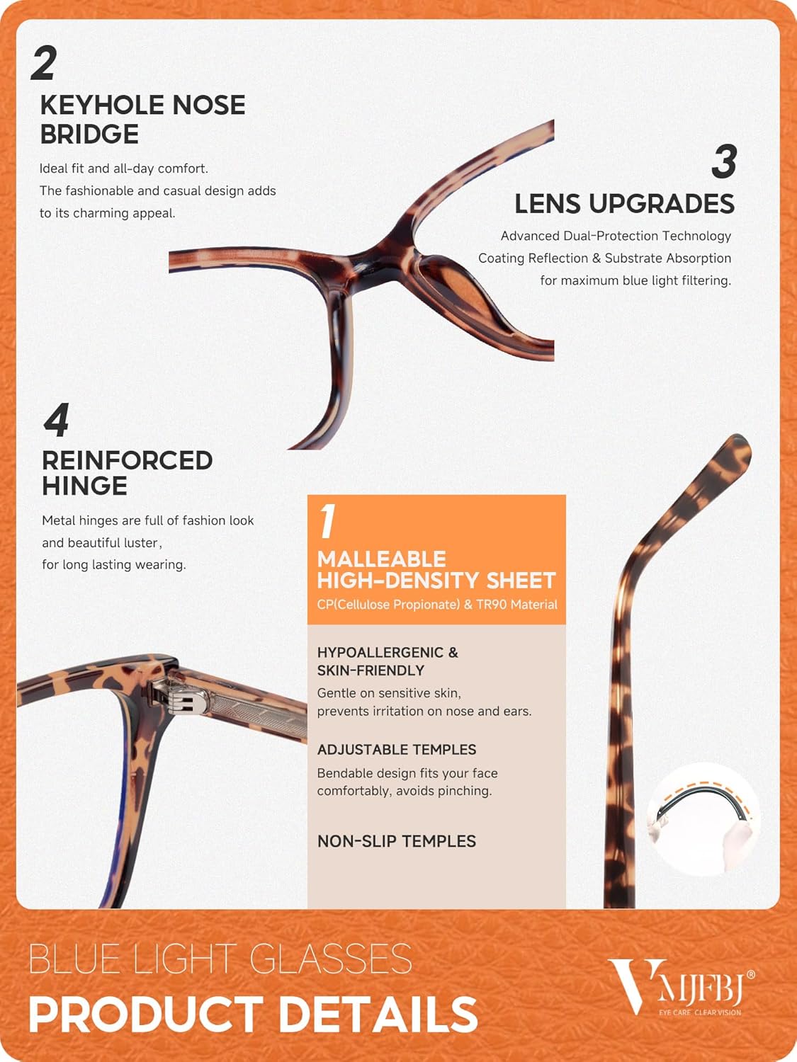 Blue Light Glasses Womens, Fashion Cat Eye Anti Blue Light Blocking Eyeglasses, TR90 Bluelight Glasses for Computer & Gaming & Screen Use, Reduce Eye Strain & Improve Sleep - Image 7