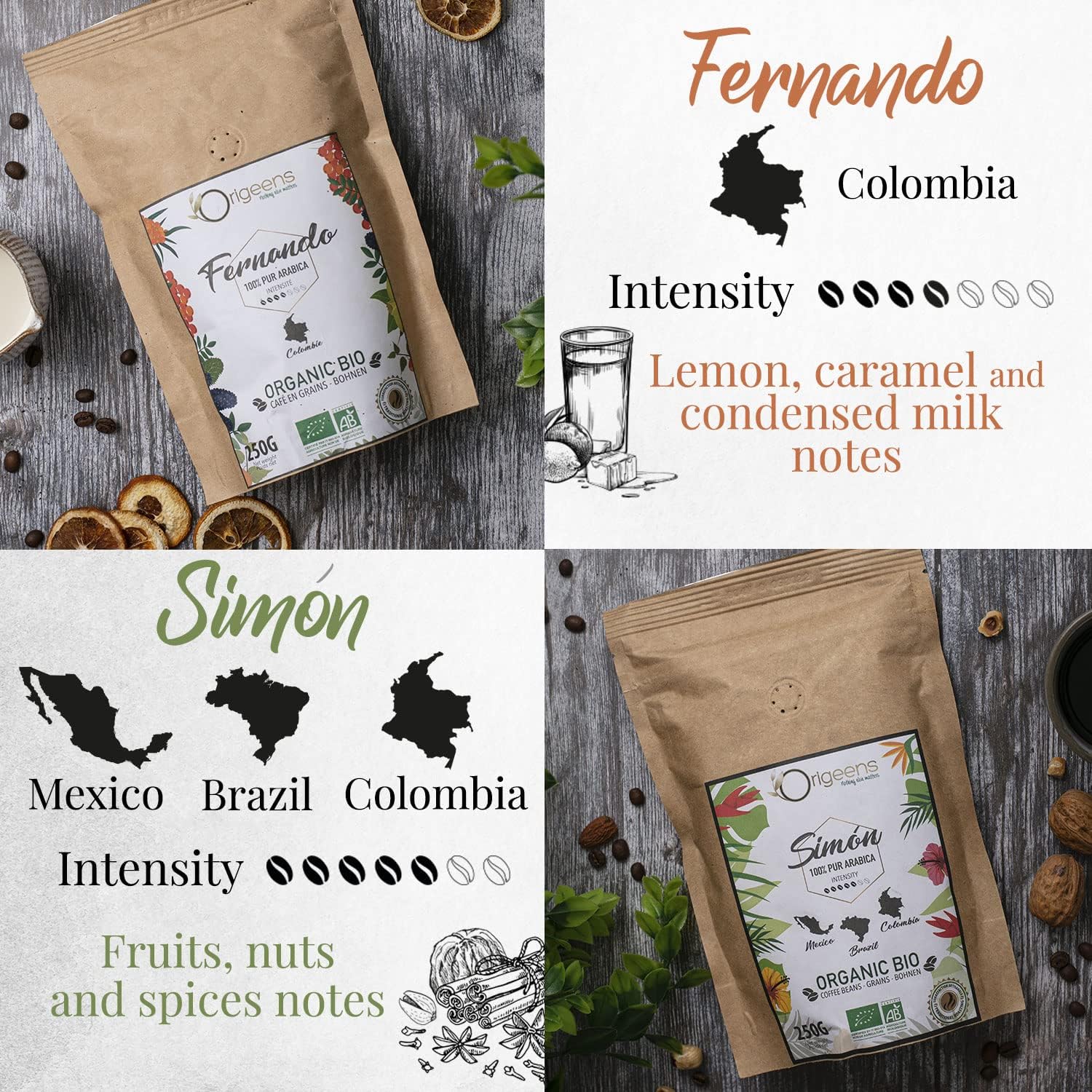 Organic Coffee beans | Arabica Whole Beans 4x250g | Hand-roasted | Coffee Gift Idea - Image 4