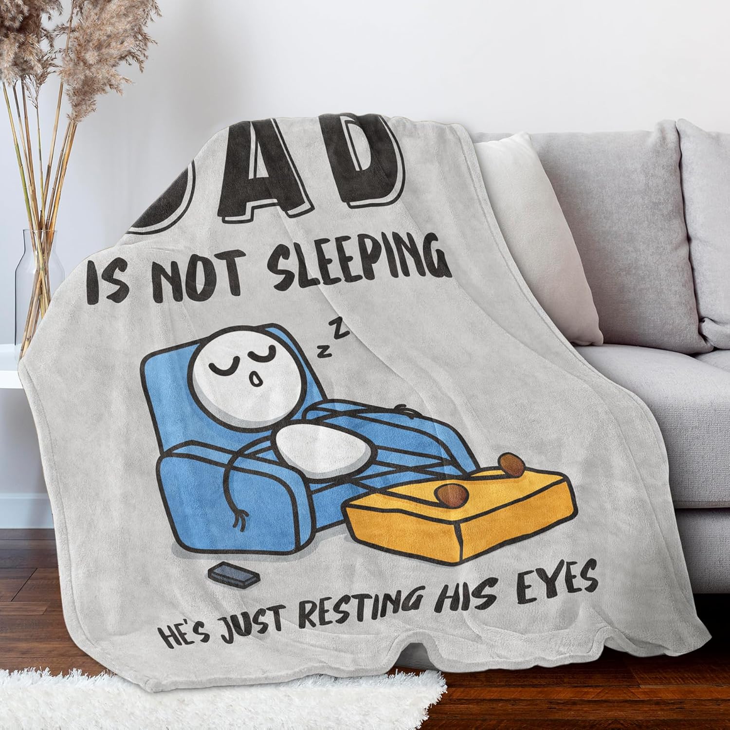 Dad Gifts for Birthday Valentines Day, Dad is Not Sleeping Blanket, Super Soft Throws for Couch and Napping, Father to be, Daddy Gift from Daughter Son, 50" x 60” - Image 3