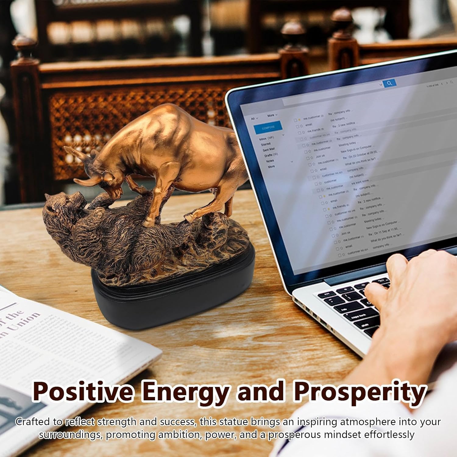 Bull and Bear Figurine,Stock Market Bull Fighting Sculpture | Resin Tabletop Ornament Exquisite Men Offices Decoration for Professionals Managers - Image 8