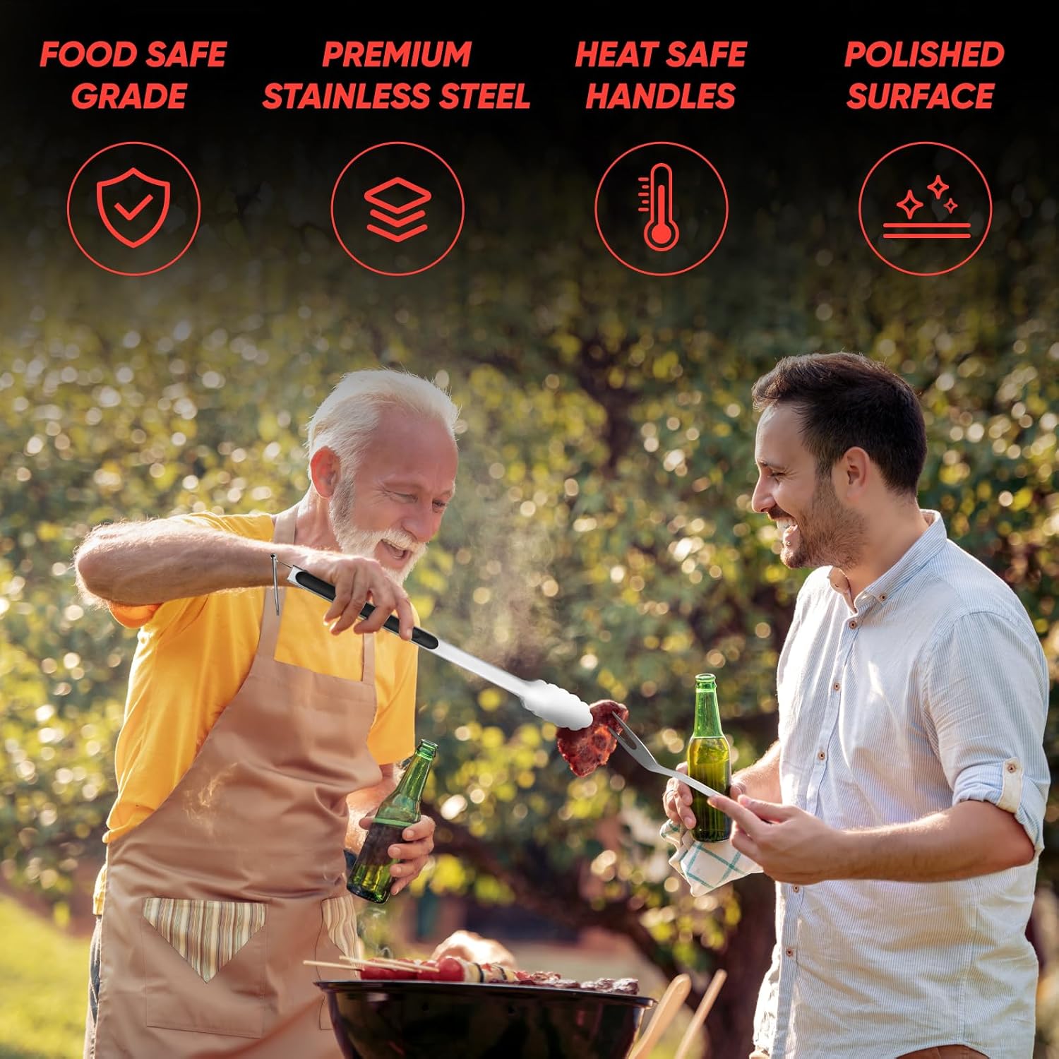 BBQ Accessories Grill Tools Set,Stainless Steel Barbecue Grill Accessories for Outdoor Grill,Professional Barbecue Utensils Grilling Accessories for Camping/Backyard,Grilling Gifts for Men (11PCS) - Image 6