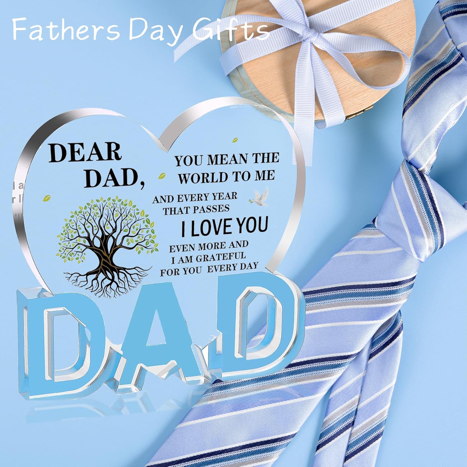 Gifts for Dad, Dad Christmas Gifts - Acrylic Heart Dad Plaque 3.9 × 3.7 × 0.4inch, Christmas Gifts for Dad from Daughter, Son, Dad Birthday Gifts, Fathers Day, Birthday, Stepfather, Best Dad Gifts - Image 6