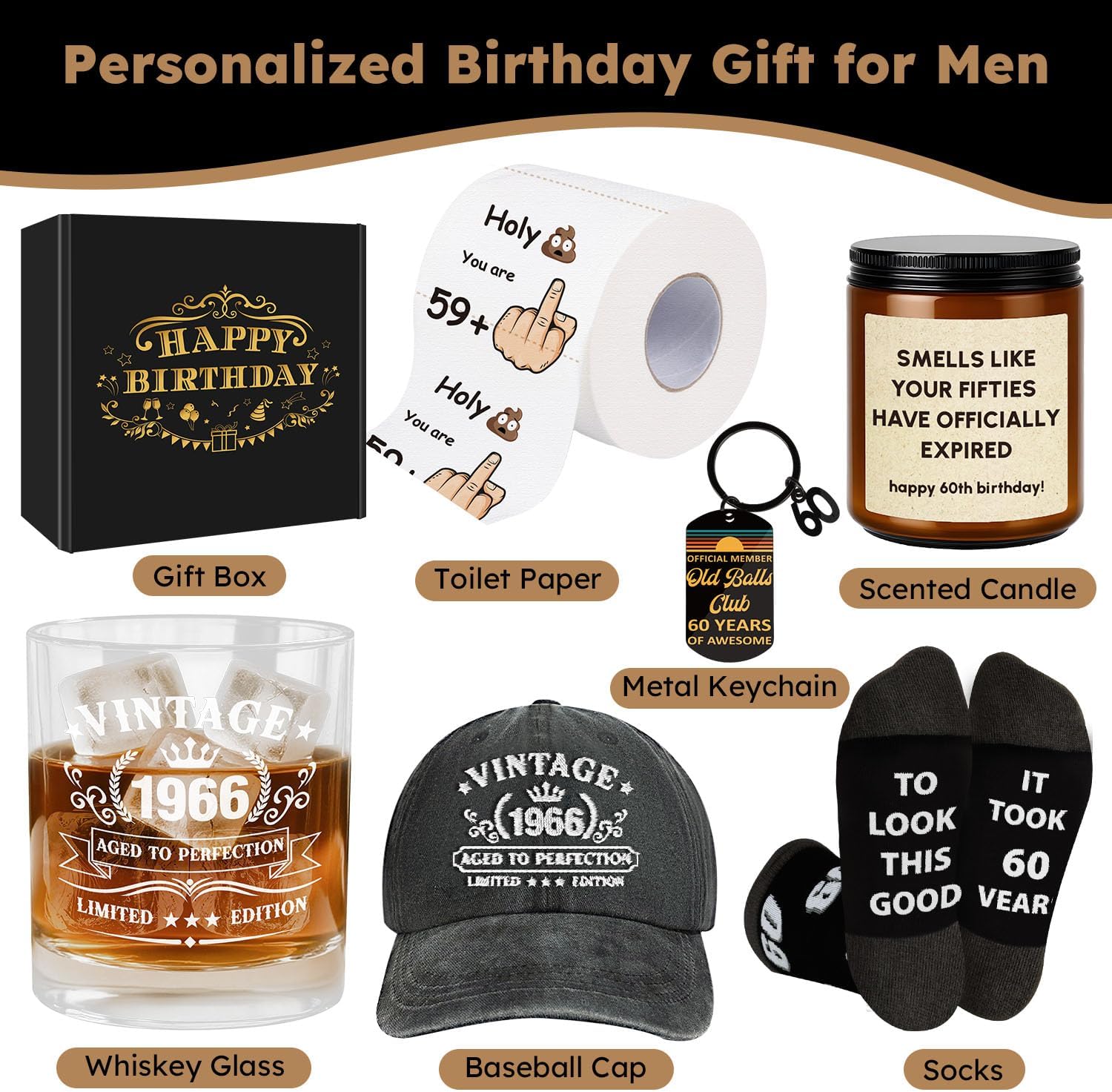60th Birthday Gifts for Men - Unique Vintage 1966 Men’s Birthday Presents for Him, 60 Year Old Personalized Gifts Ideas for Dad Husband Brother - Image 2