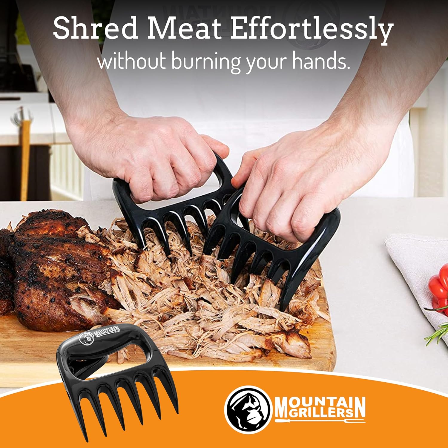 Mountain Grillers Meat Claws Meat Shredder for BBQ - These are The Meat Claws You Need, BBQ Gifts for Men - Pulled Pork, Chicken Shredder Claws x 2 for Barbecue, Smoker, Grill (Black) Bear Claws - Image 2