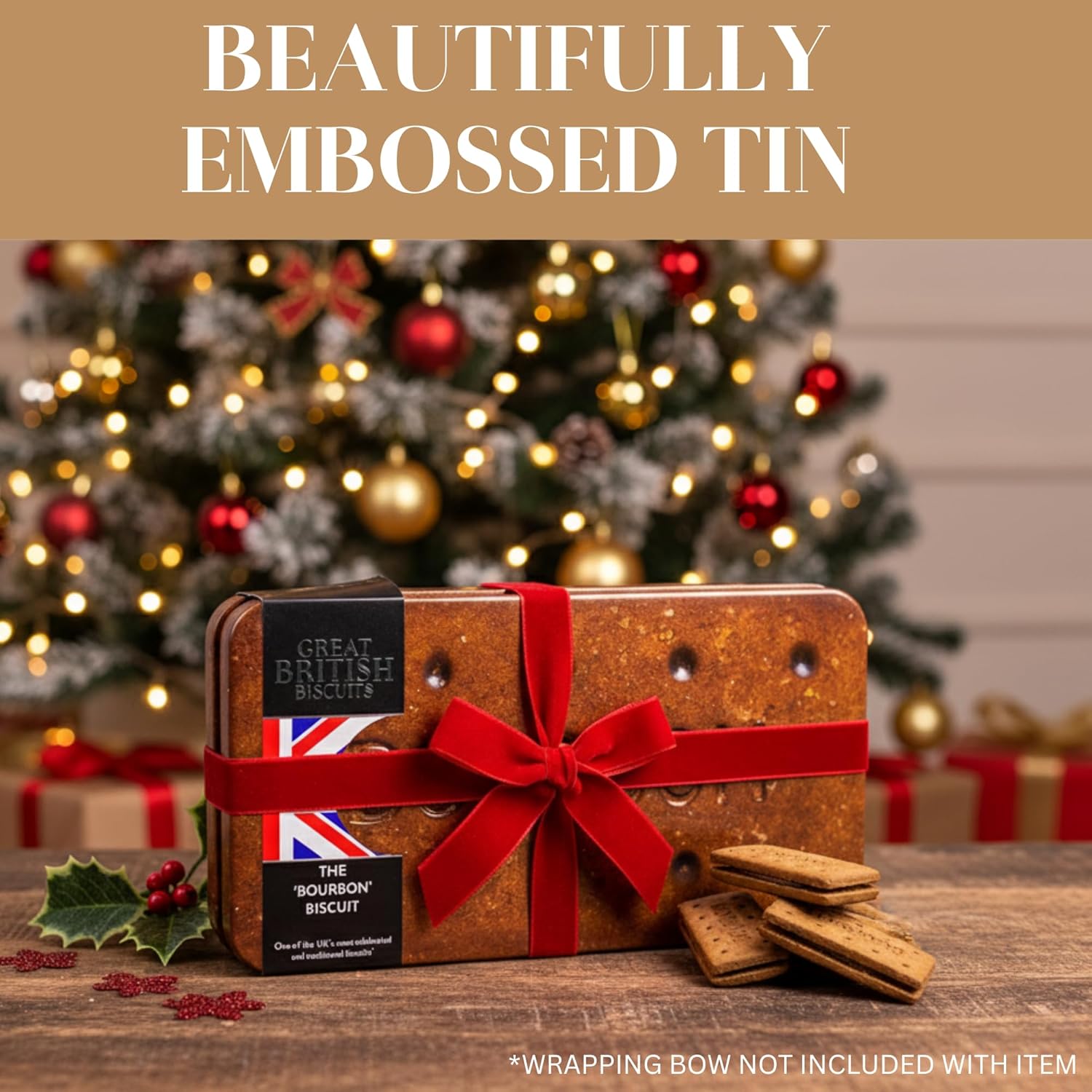 Giant Bourbon Biscuits Gift Set - Chocolate Novelty Treat Tin - Luxury Biscuits Gift Tins filled with Chocolate Bourbons - Fancy British Gifts for Birthday, Valentines Day Hamper Tins 400g - Image 2