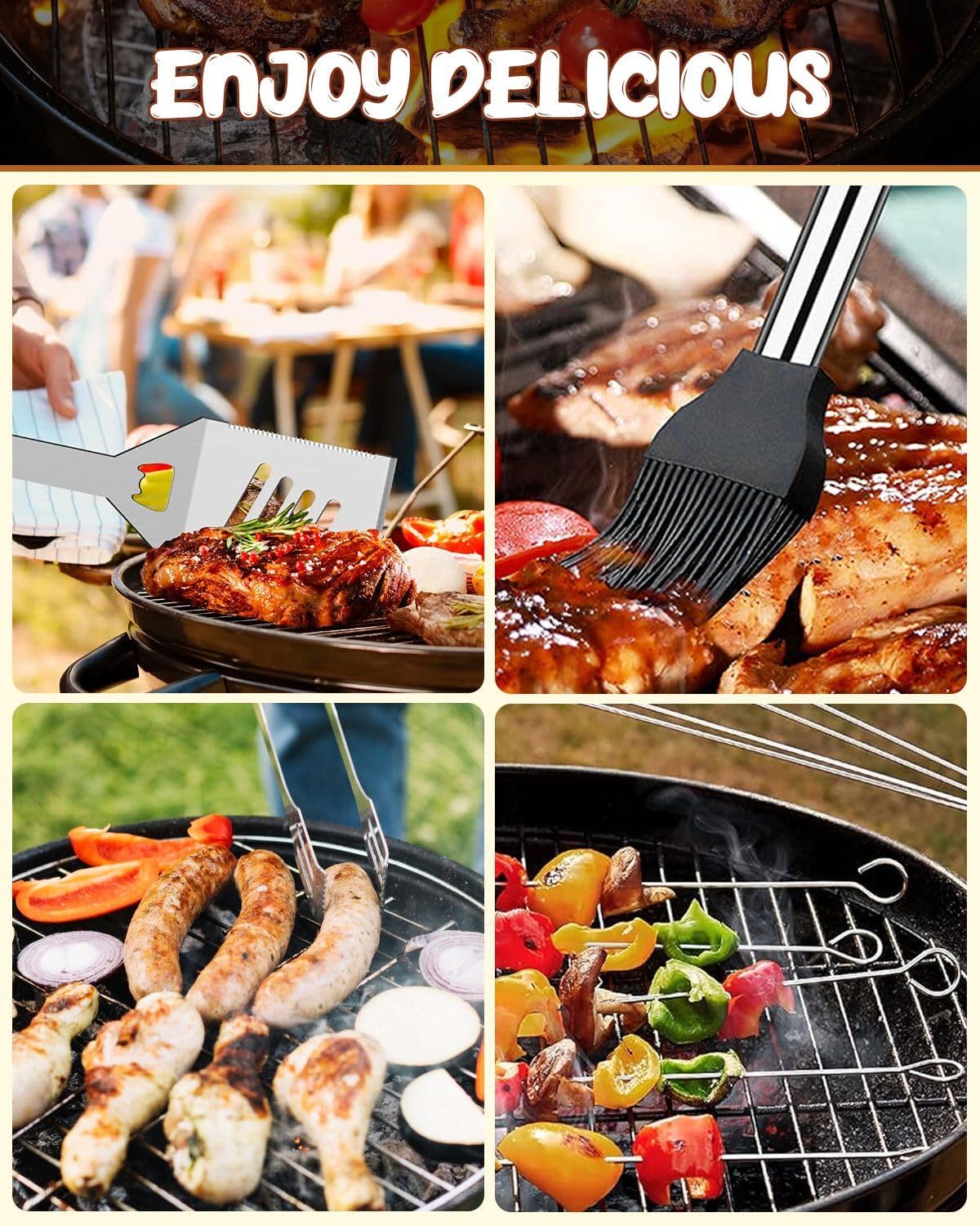 11pcs BBQ Grill Tool Set, Premium Stainless Steel BBQ Tools Set with Tools bag, Barbecue Tool Sets for Men Dad Gift, BBQ Gifts for Men, Travel, Outdoor, Camping, Backyard Barbecue - Image 7