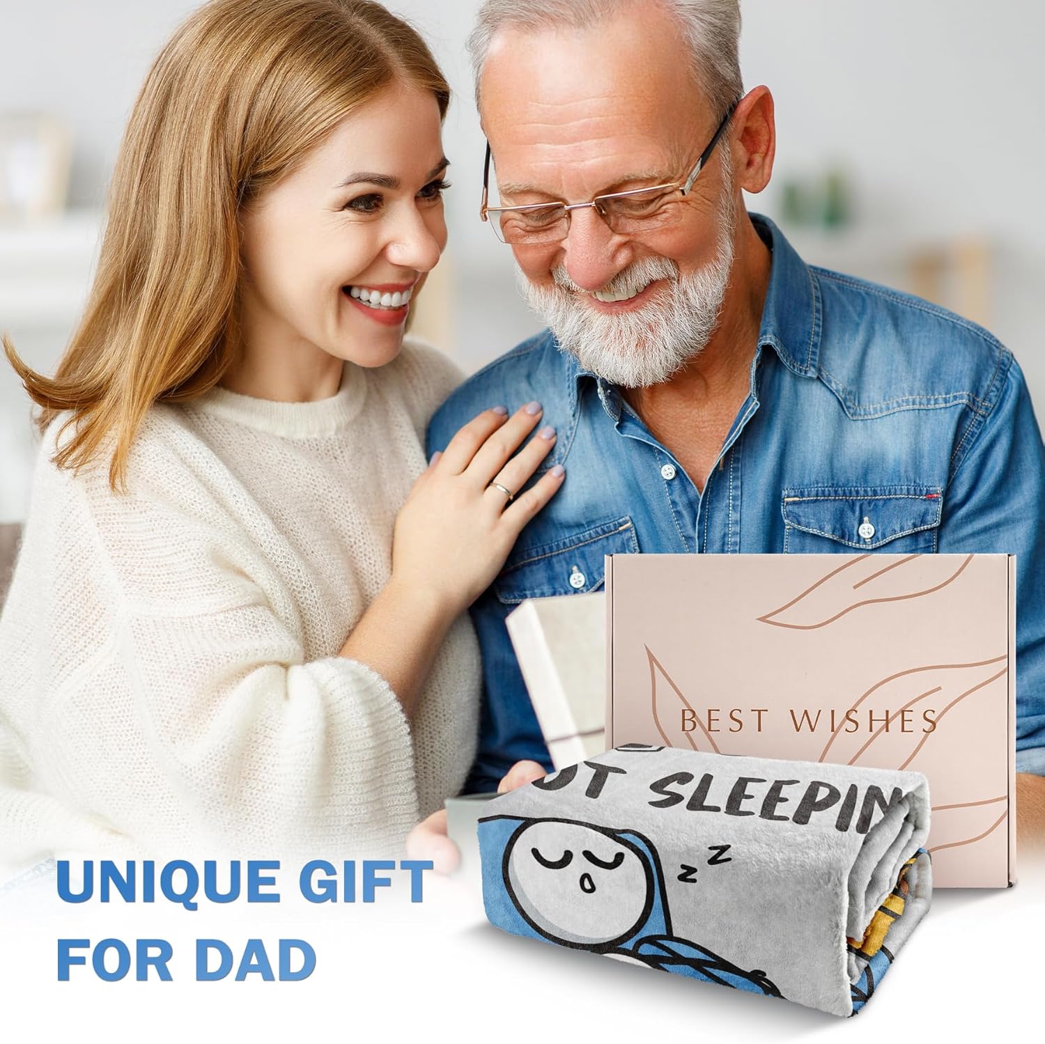 Dad Gifts for Birthday Valentines Day, Dad is Not Sleeping Blanket, Super Soft Throws for Couch and Napping, Father to be, Daddy Gift from Daughter Son, 50" x 60” - Image 2
