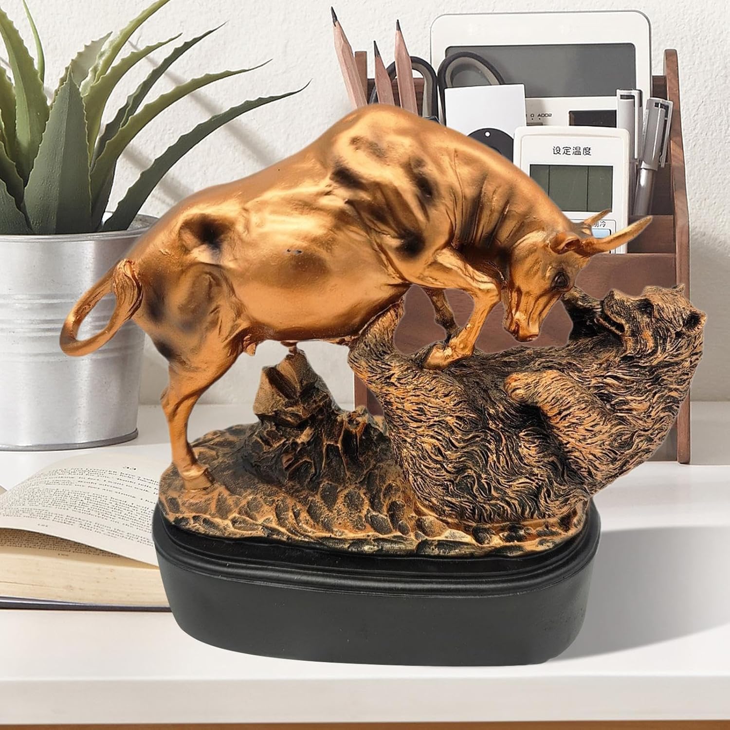 Bull and Bear Figurine | Wall Street Stock Market Bull Statue | Exquisite Versatile Resin Tabletop Ornament for Offices Home Decor Display - Image 7