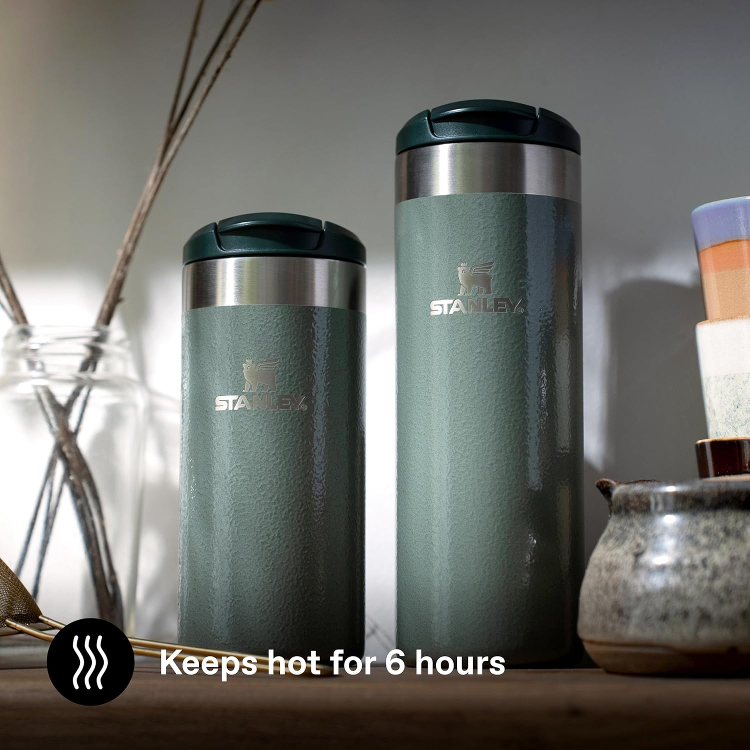 STANLEY 1913 Aerolight Transit Travel Mug 0.47L - Keeps 6 Hours Hot - 8 Hours Cold - Dishwasher Safe - Leakproof - Car Cup Holder Compatible - Insulated Coffee Cup - Hammertone Green - Image 4