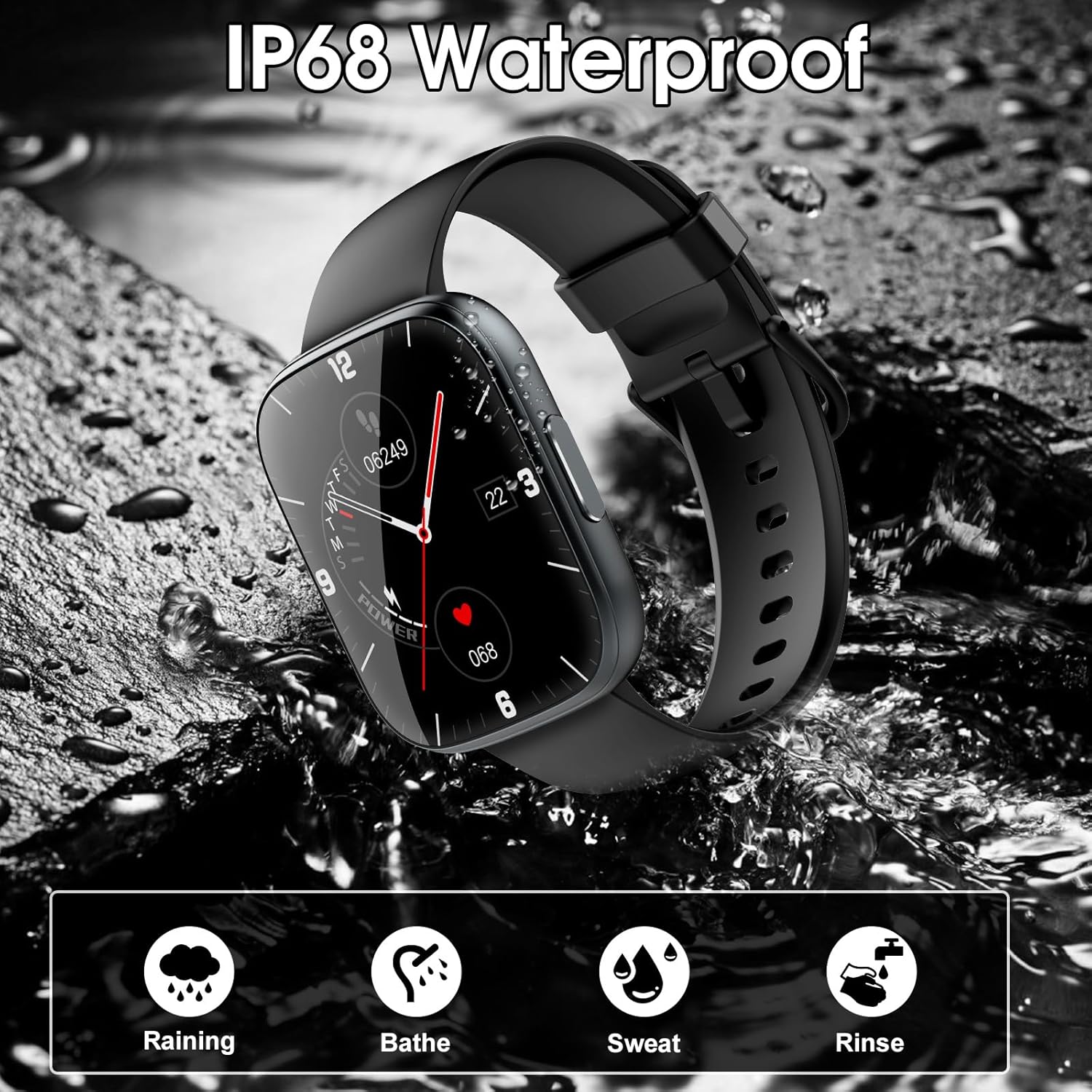 Smart Watch for Men Women Answer/Make Calls, 1.95" Fitness Watch with Hear Rate/Sleep Monitor, Fitness Tracker 110+ Sports Modes Activity Trackers IP68 Waterproof Smartwatch for iOS Android, Black - Image 6