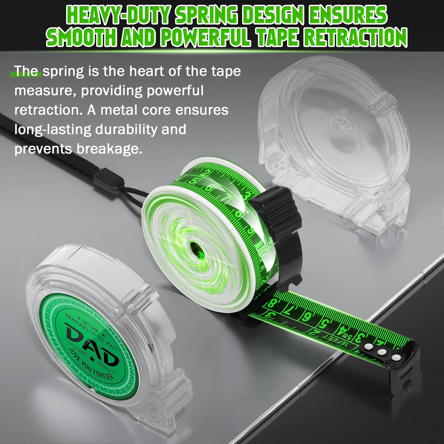 Gifts for Fathers Day Dad Gifts, Personalised Christmas Birthday Anniversary Presents for Dad from Daughter, Son Tape Measure(5M/16FT-Clear) - Image 5