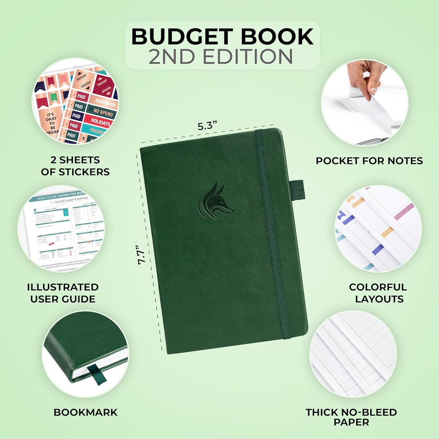Clever Fox Budget Book 2.0 – Financial Planner & Expense Tracker Notebook. Monthly Budgeting Money Organizer. Compact, 13.5x19cm (Dark Green) - Image 2