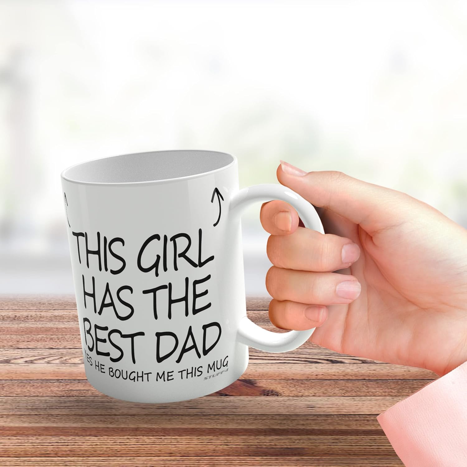 Stuff4 This Girl Has The Best Dad Mug - Daughter Birthday Present from Dad, Daughters Gifts 11oz Ceramic Dishwasher Safe Coffee Mugs - Birthday, Christmas Day, Secret Santa Cup Made in UK - Image 3