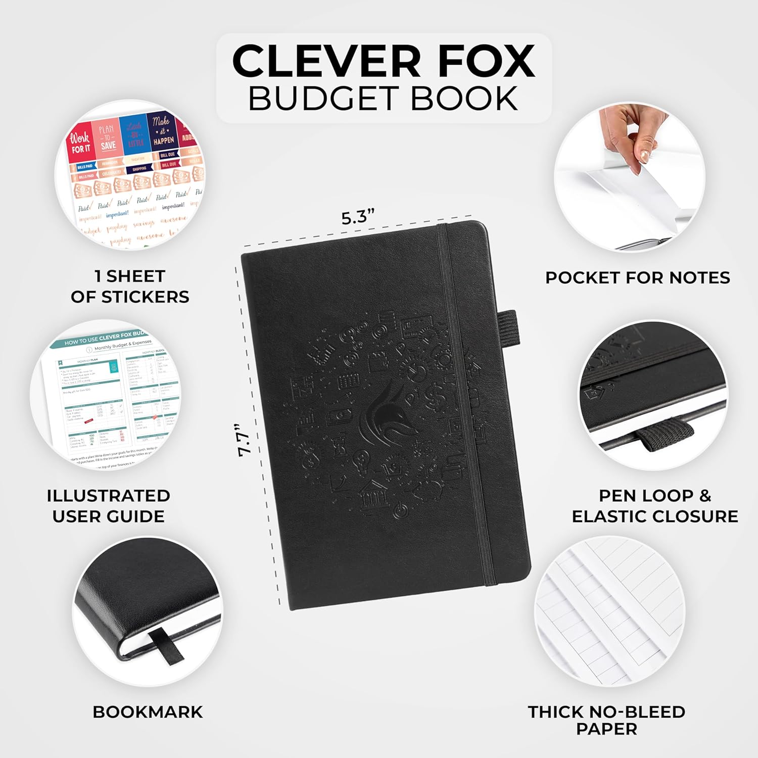 Clever Fox Budget Book – Financial Planner Organizer & Expense Tracker. Money Planner Account Notebook for Monthly Budgeting. Compact (Black) - Image 2