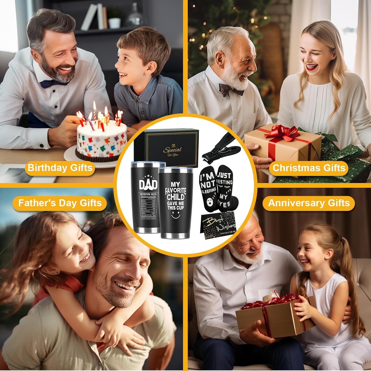 TOONGEEN Dad Gifts from Daughter Son, Birthday Gifts for Dads, Fathers Day Gift Christmas Ideas for Dad, Personalised 20oz Insulated Drinking Cup Presents Set for Daddy - Image 7