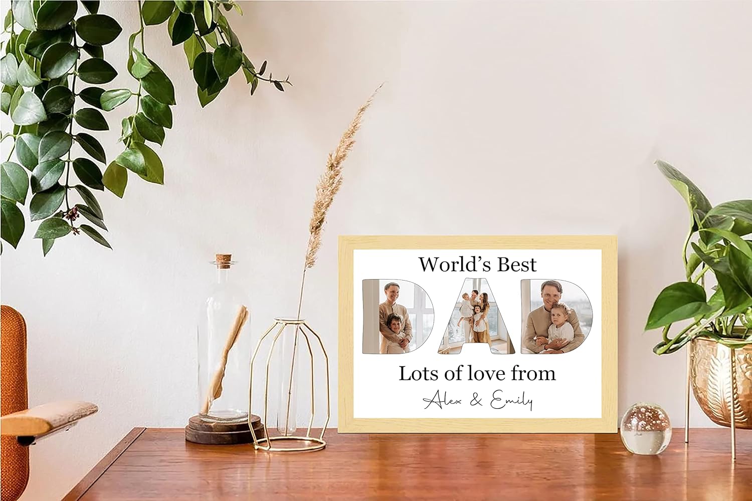 PB TECH Personalised Father's Day Prints & Framed With DAD Pictures Inside The Letters With A Special Message Presents For Dad, Grandfather, Birthday, Christmas, Fathers Day A5, A4, A3 Unique gift - Image 2