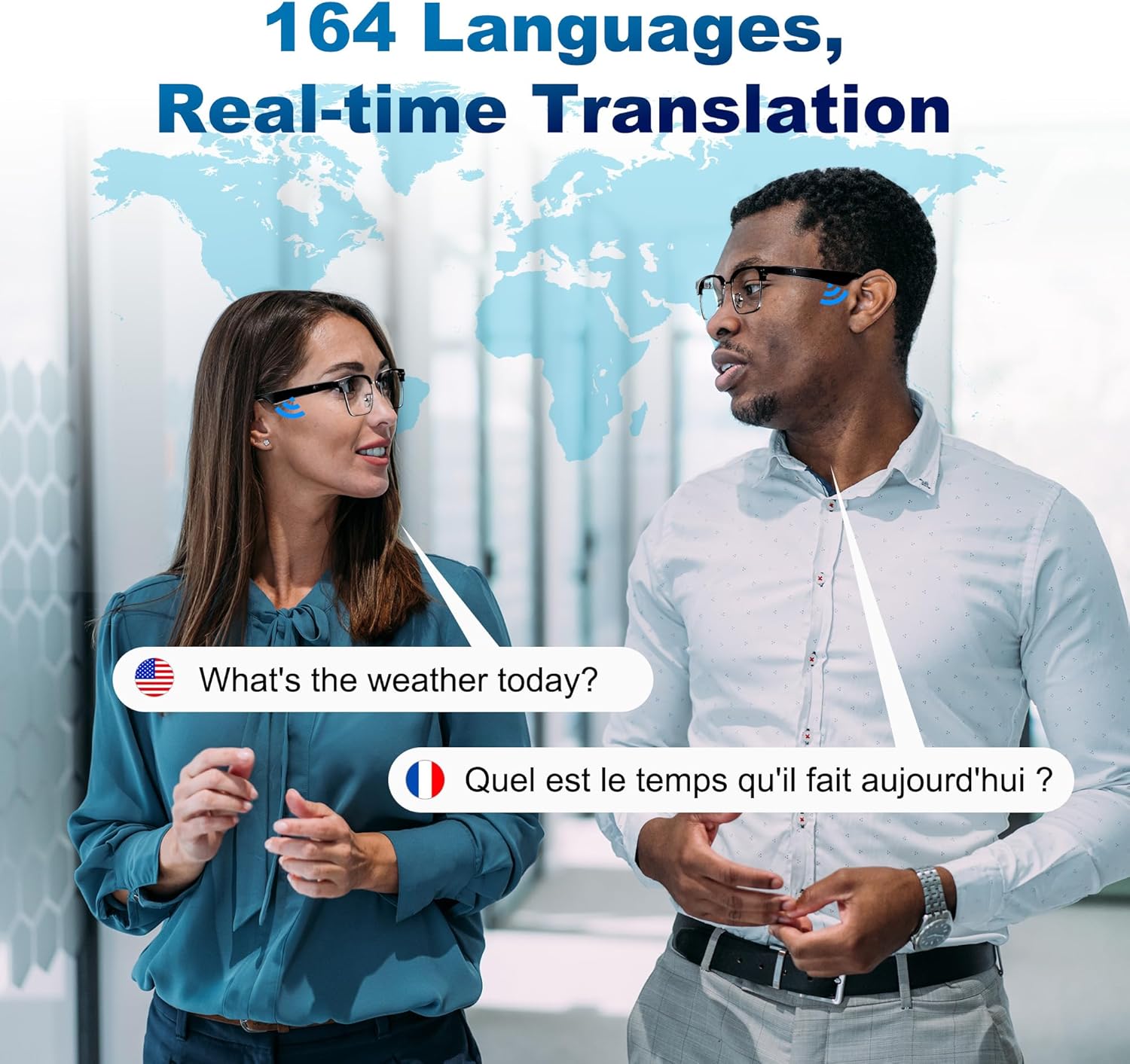 AI Smart Glasses for Men and Women with Chat GPT, Bluetooth Translation Glasses with 164 Languages and Color-Change Lens, Music Playback, Hands-Free Calls, UV & Blue Light Protection - Image 7