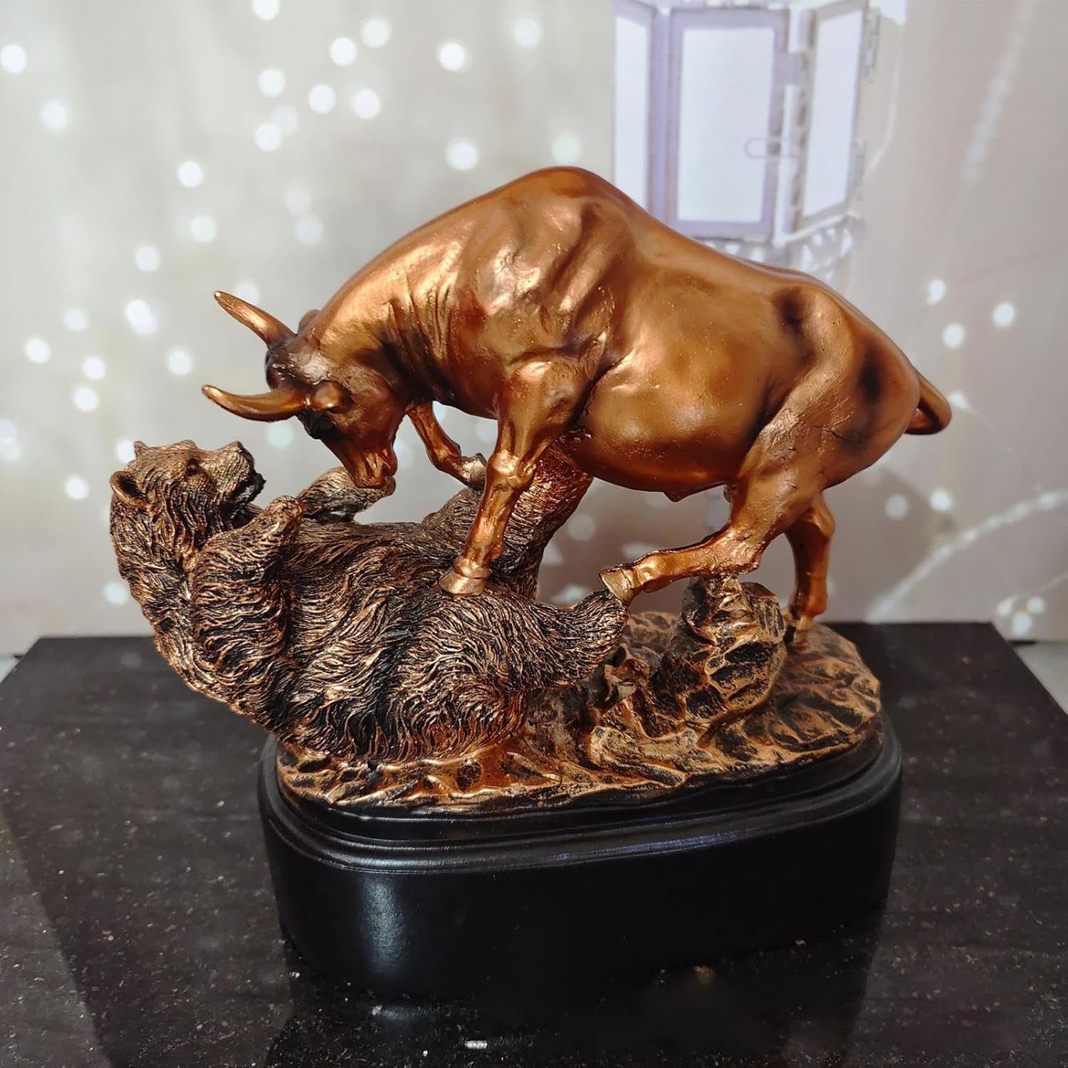 Bull and Bear Figurine,Stock Market Bull Fighting Sculpture | Resin Tabletop Ornament Exquisite Men Offices Decoration for Professionals Managers - Image 6