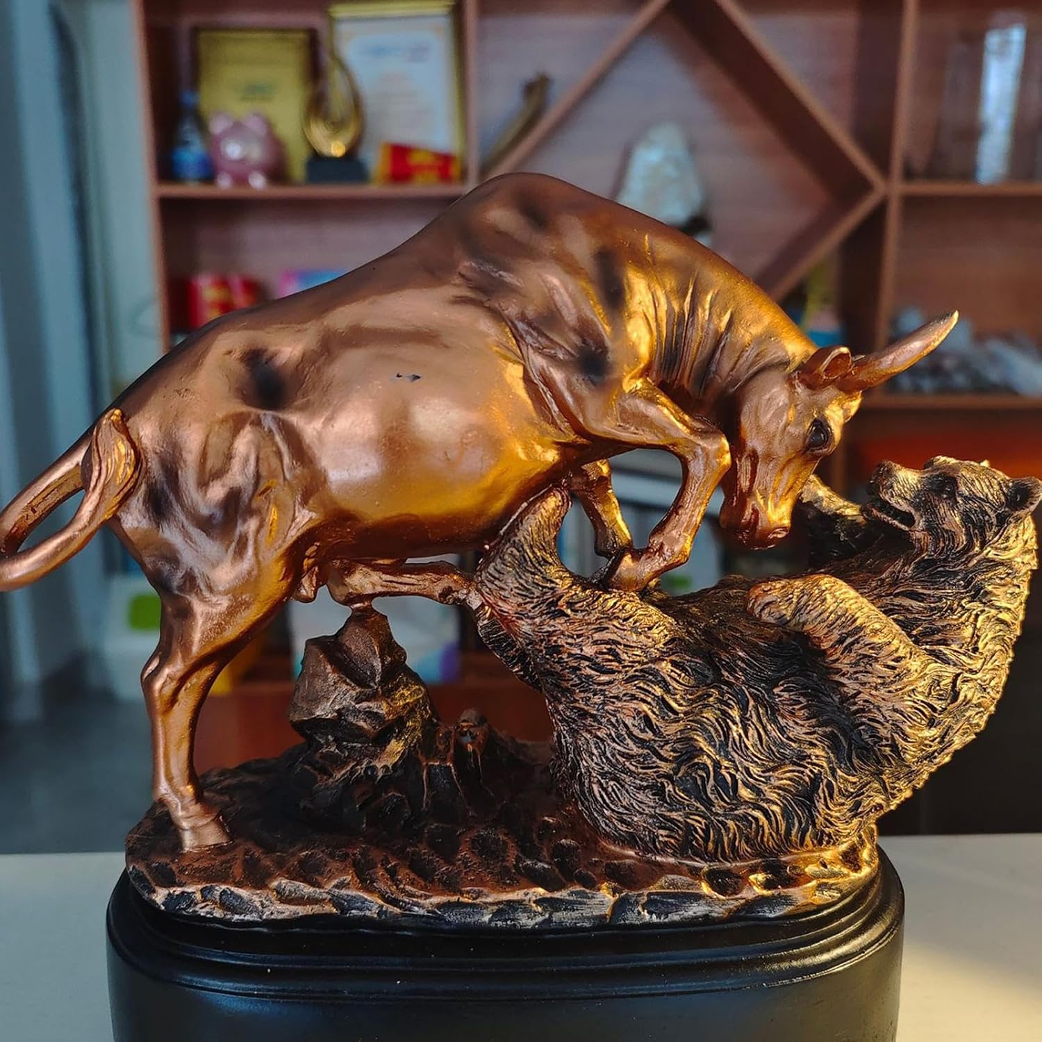 Bull and Bear Statue,Wall Street Stock Market Bull Statue - Resin Tabletop Ornament Exquisite Men Offices Decoration for Professionals Managers - Image 6