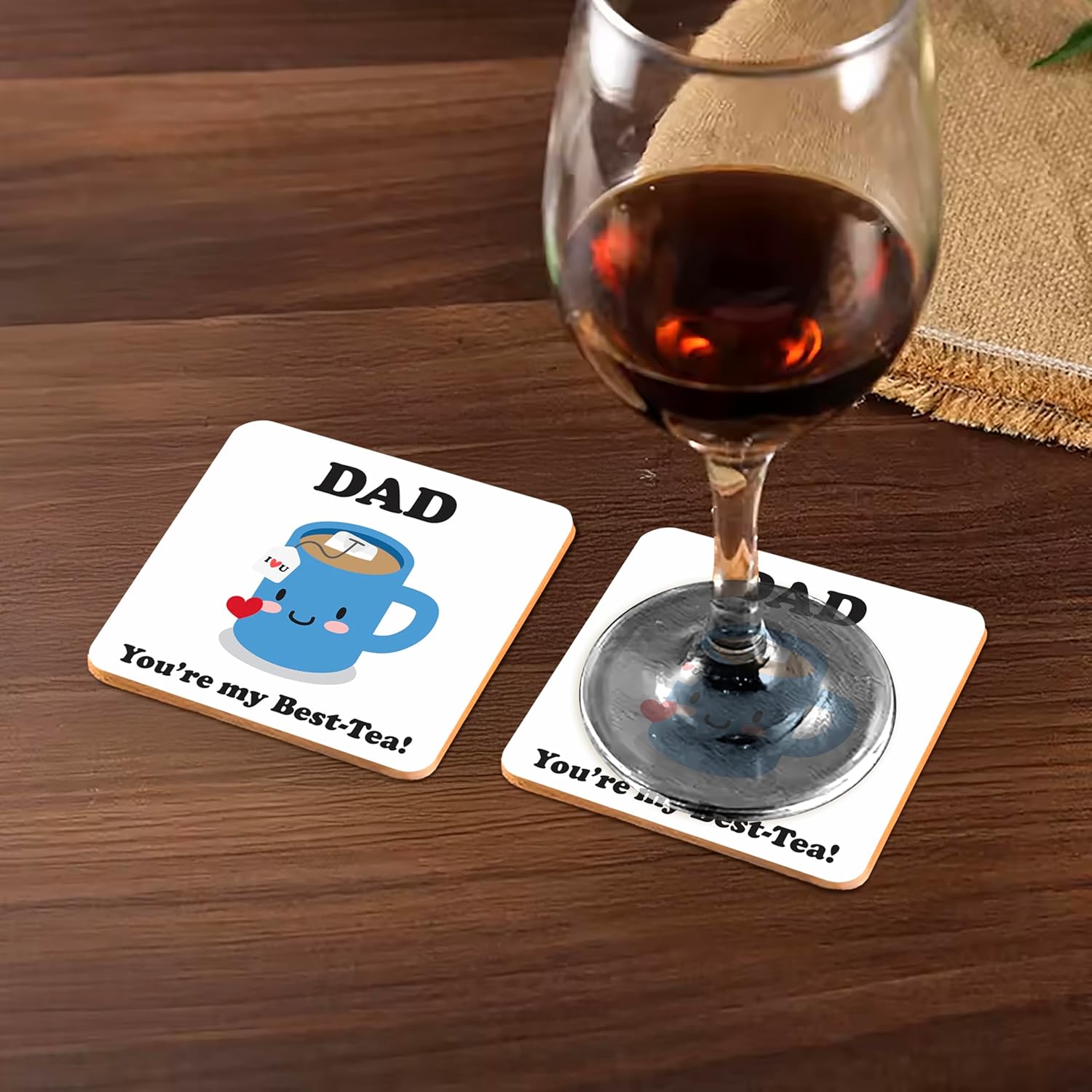Funny Gift For Dad Secret Santa Stocking Filler Christmas Xmas Gifts For Dad Joke Presents For Him Dad You're My Best-Tea Pun Gag Drinks Coaster Birthday Beer Coaster Step Dad Cheap Gifts - Image 4