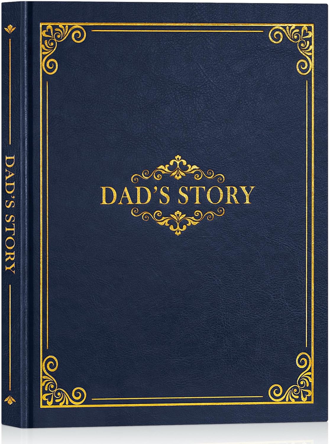 Lanpn Dad Life Story Journal with 300+ Questions, Gifts for Dad Father's Day Birthday Christmas Dads Memory Keepsake Book to Fill Out Leather Father Story Guided Journal to Share Life & Love (Blue)