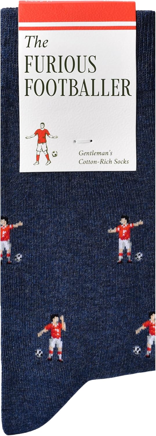 The Furious Footballer Socks - Funny Football Socks - Funny Football Gift for Men - 1 Pair, Size 7 to 12 - Fun Footballer Socks
