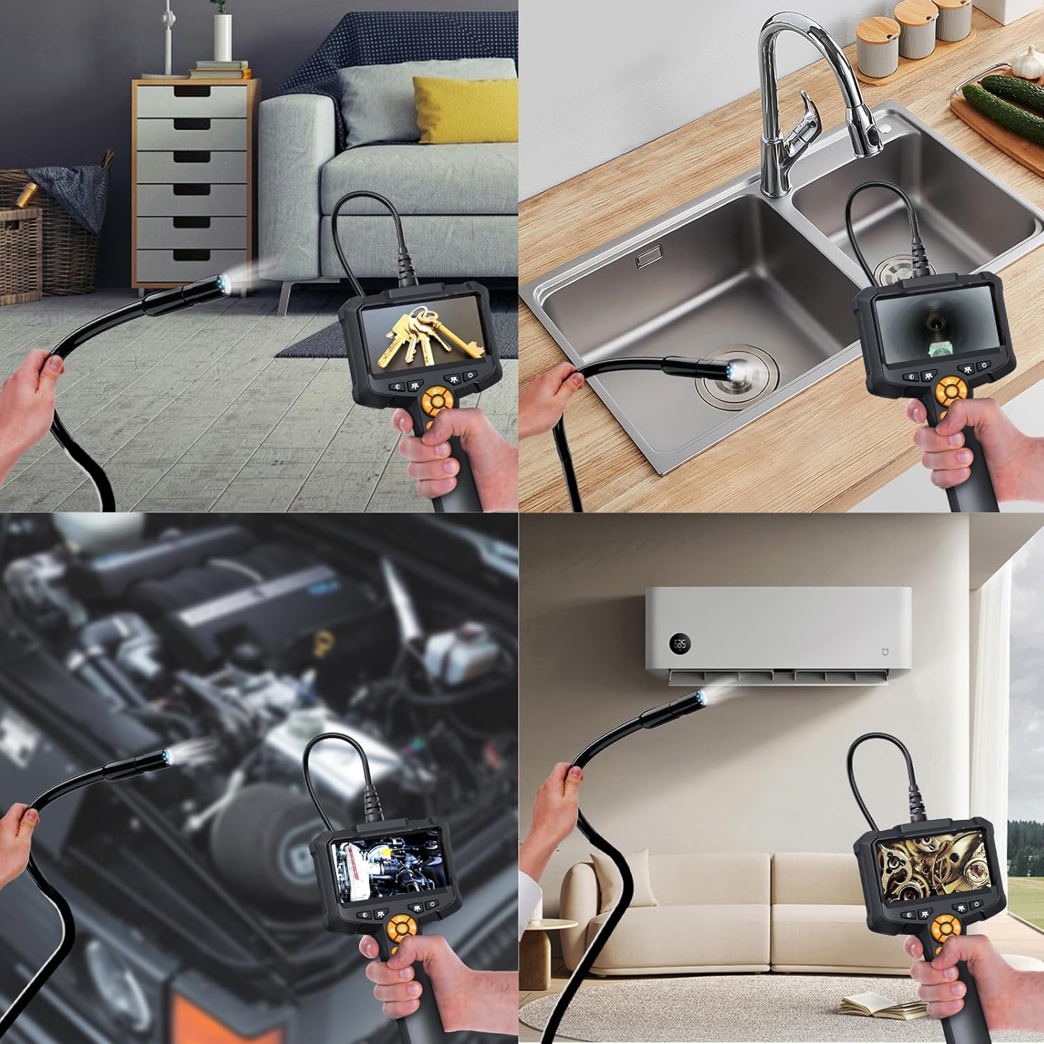 Daxiongmao Borescope, Endoscope Camera with Light, IP67 Waterproof Endoscope, 1080P HD Inspection Camera, Borescope Camera with Light, 16.5 Ft Flexible Endoscope Camera, Gadgets for Men (4.3”) - Image 7