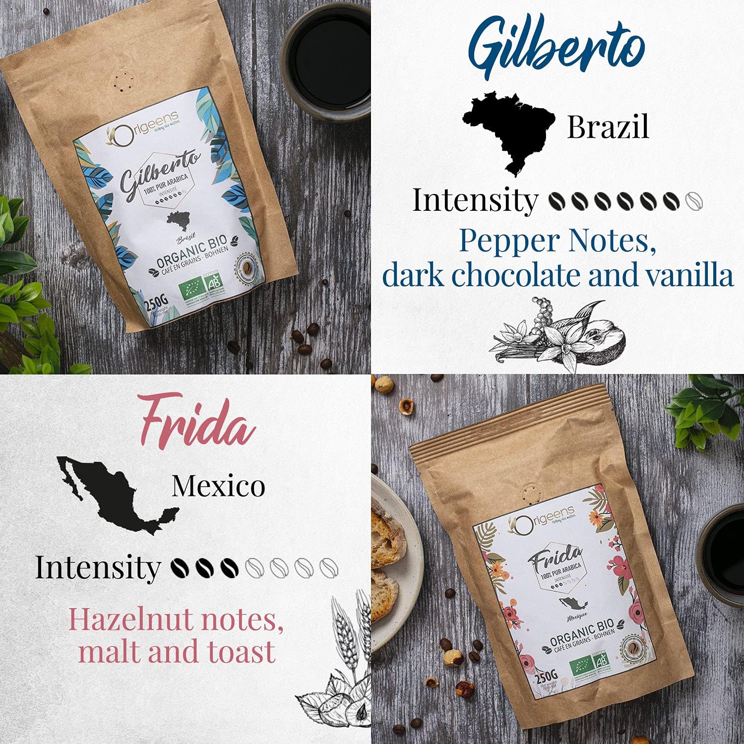 Organic Coffee beans | Arabica Whole Beans 4x250g | Hand-roasted | Coffee Gift Idea - Image 3