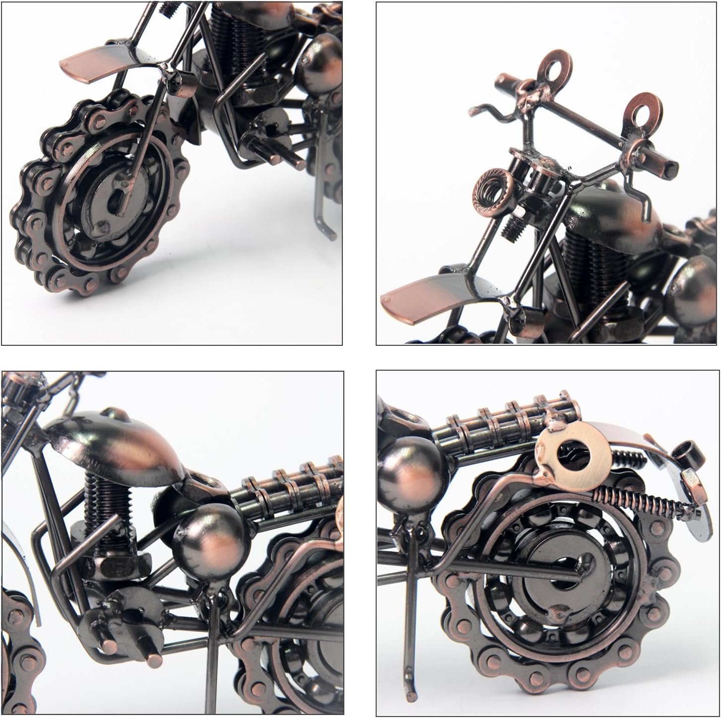 Signstek Vintage Handcrafted Iron Motorbike Model Bronze Metal Motorcycle Ornament Collectible Gift for Motorcycle Lovers for Him or Dad - Image 8
