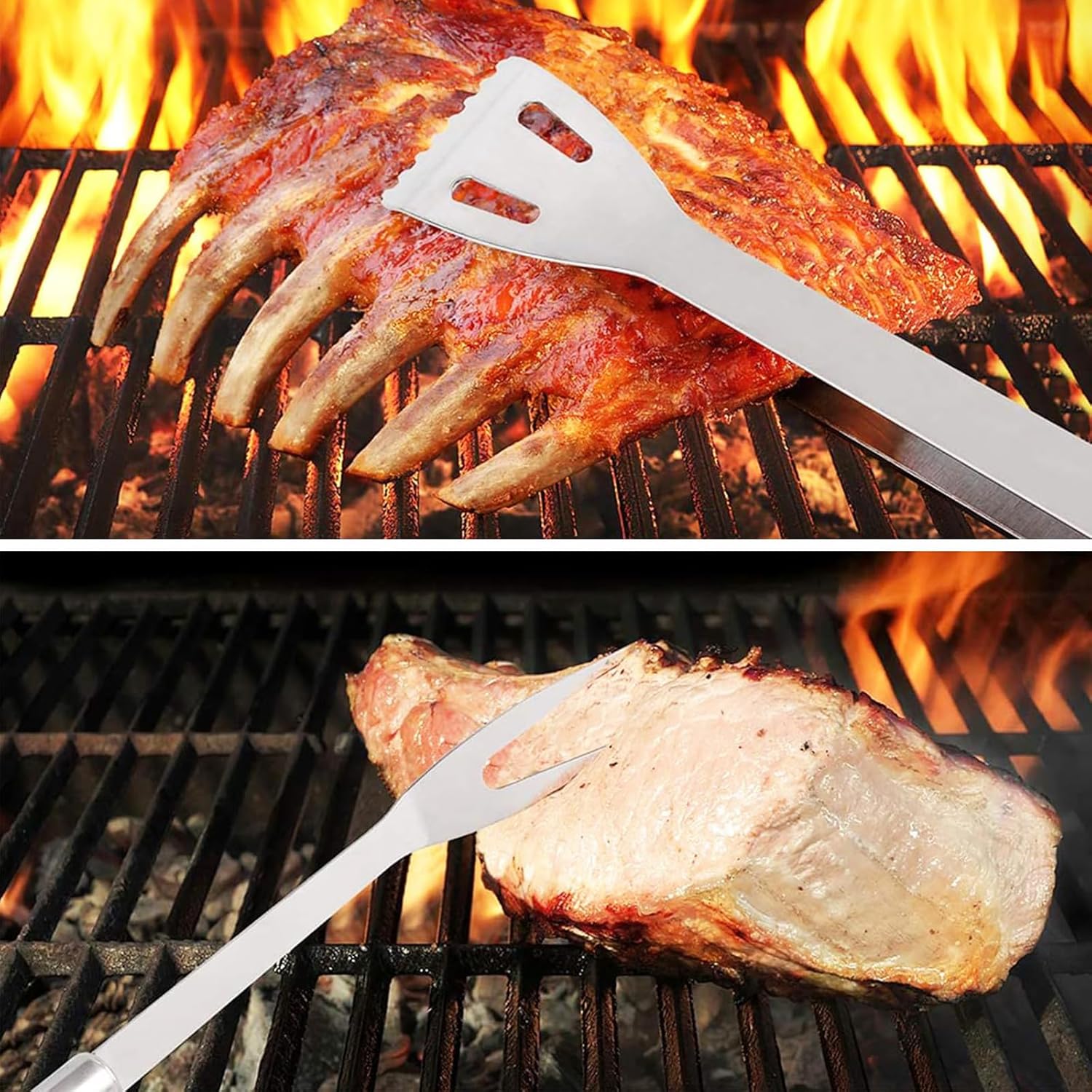 11Pcs BBQ Tool Set with Storage Bag – Stainless Steel BBQ Accessories for Grilling, Camping, Picnics – Complete BBQ Utensil Set Gift for Men, Fathers Day, Outdoor Barbecue Tools - Image 4