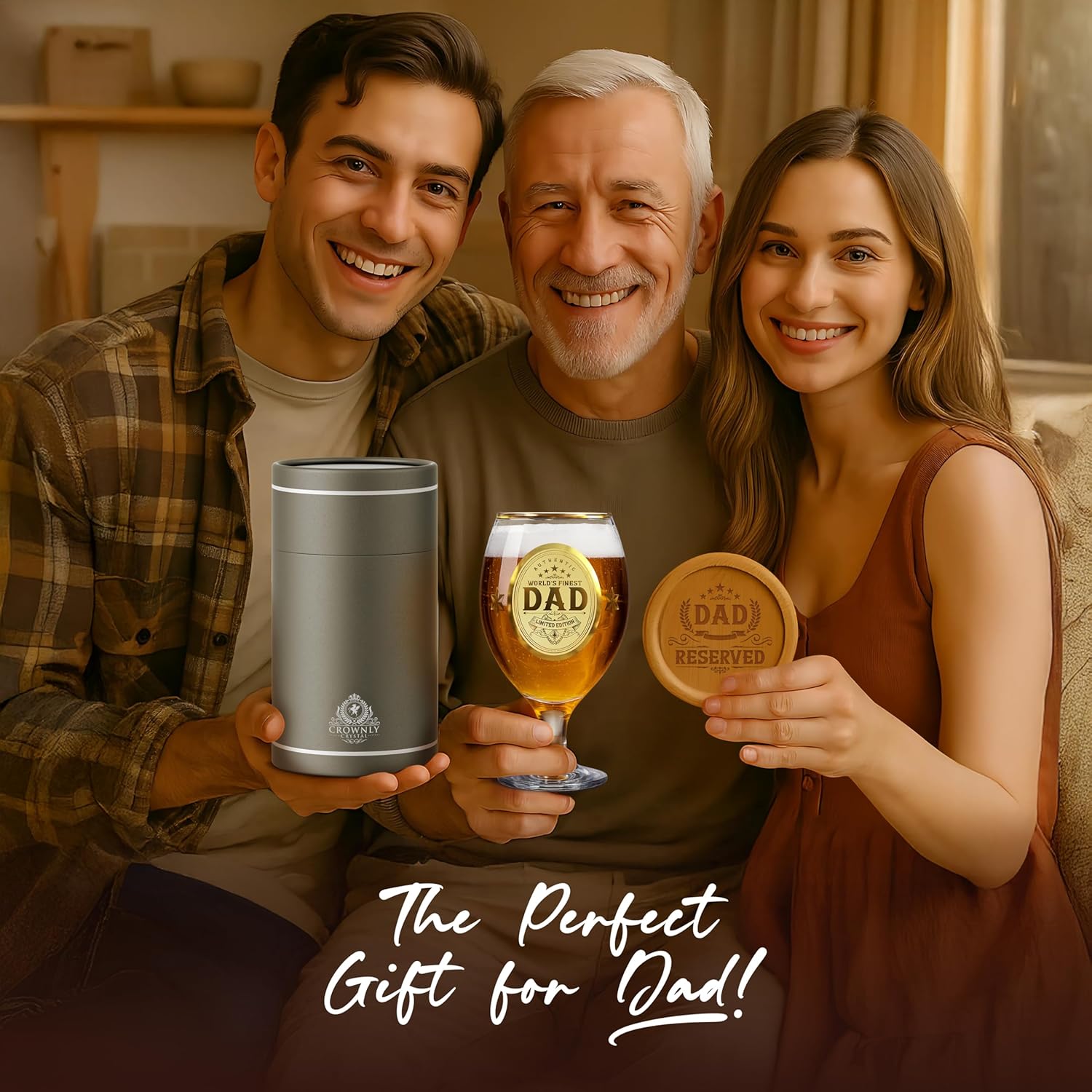 Personalized Beer Glass Birthday Gifts for Dad from Daughter or Son Daddy Gift Ideas for Men - Image 2