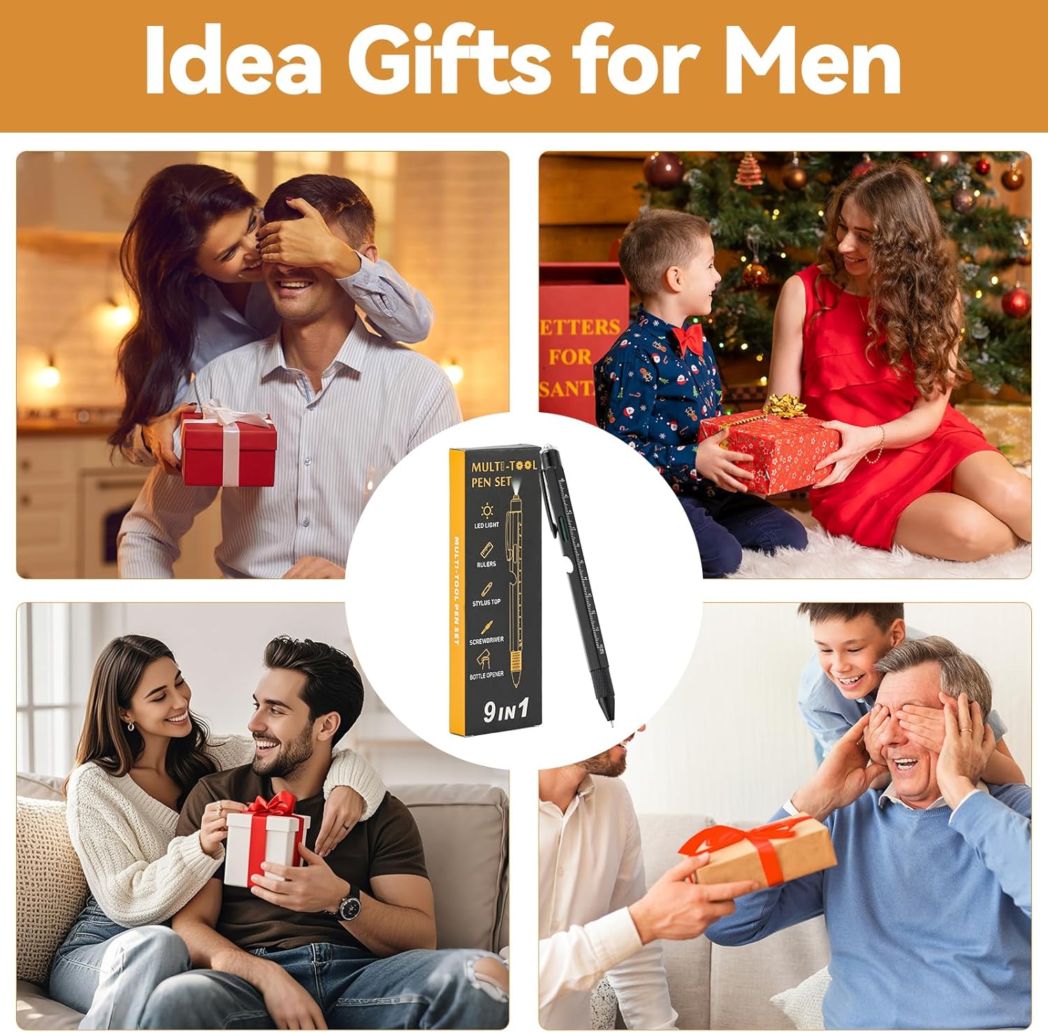 9 in 1 Multi Tool Pen with Stylus, Screwdrivers, Ruler and LED Torch, Tactical Pen Gift Set for Men Pocket Multitool DIY, Office Outdoor Cool Gadgets for Him Dad Xmas Thanksgiving Gifts - Image 2